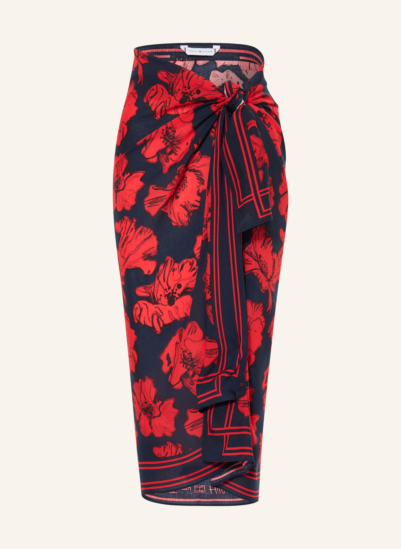 TOMMY HILFIGER sarong: RED / DARK BLUE