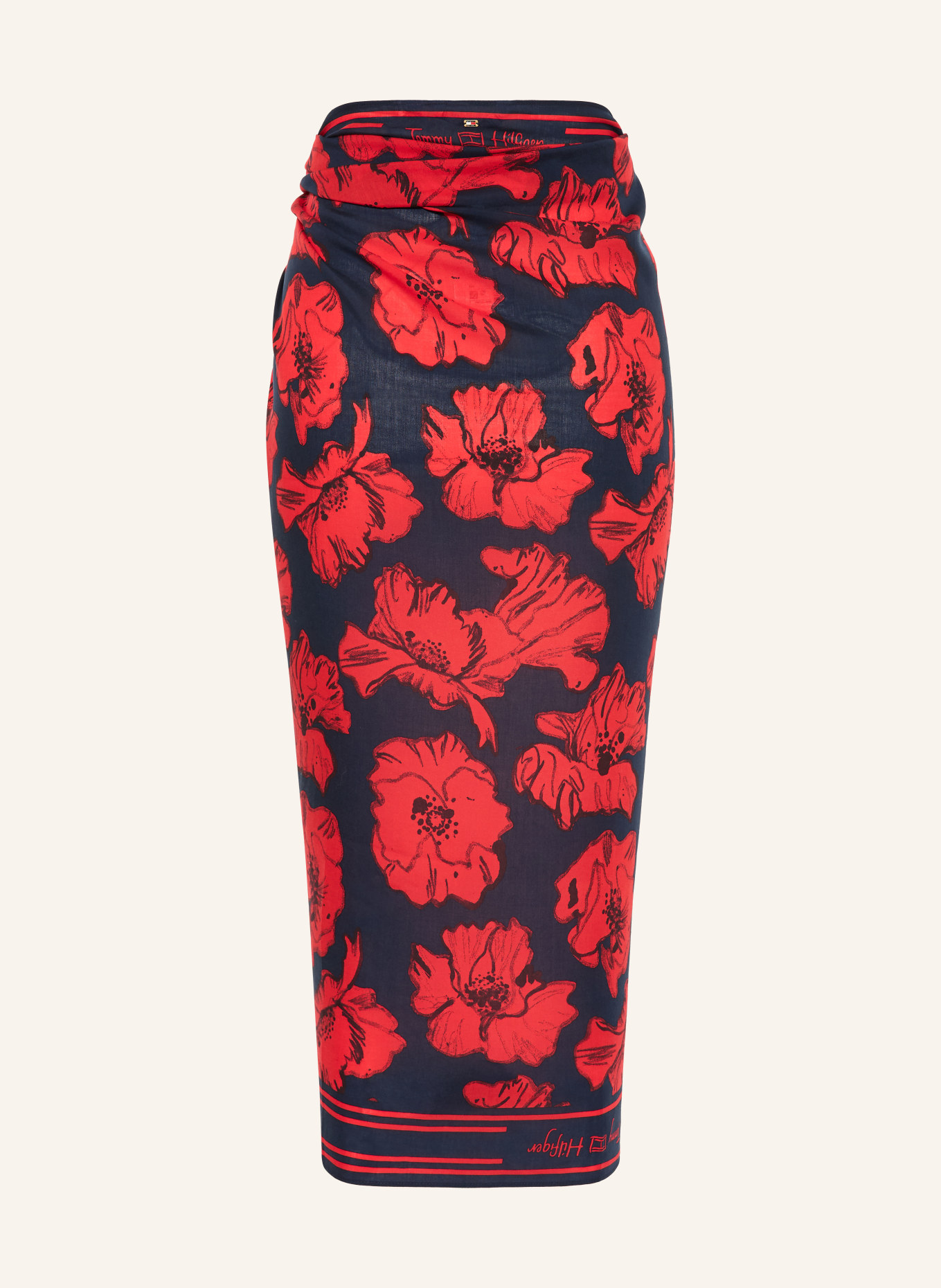 TOMMY HILFIGER sarong: RED / DARK BLUE