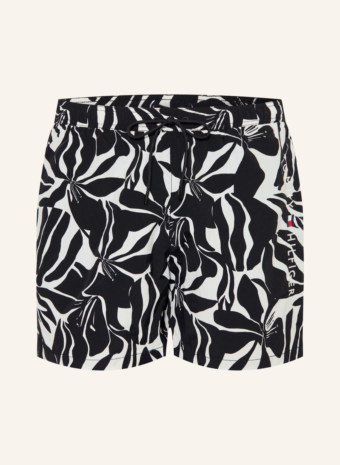 TOMMY HILFIGER plavky: ČERNÁ / BÍLÁ