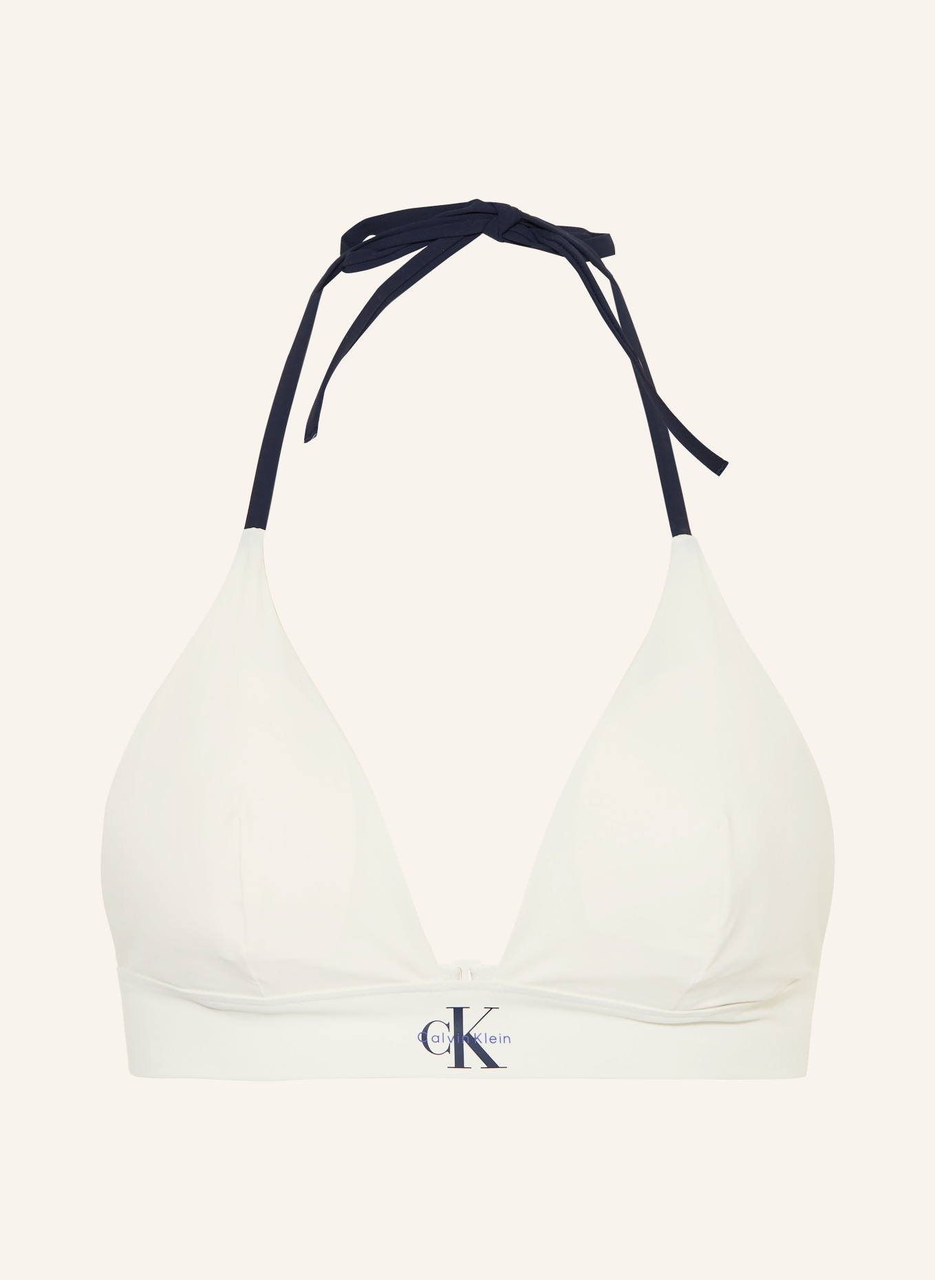 Calvin Klein Triangle bikini top CK MONOGRAM: WHITE / DARK BLUE