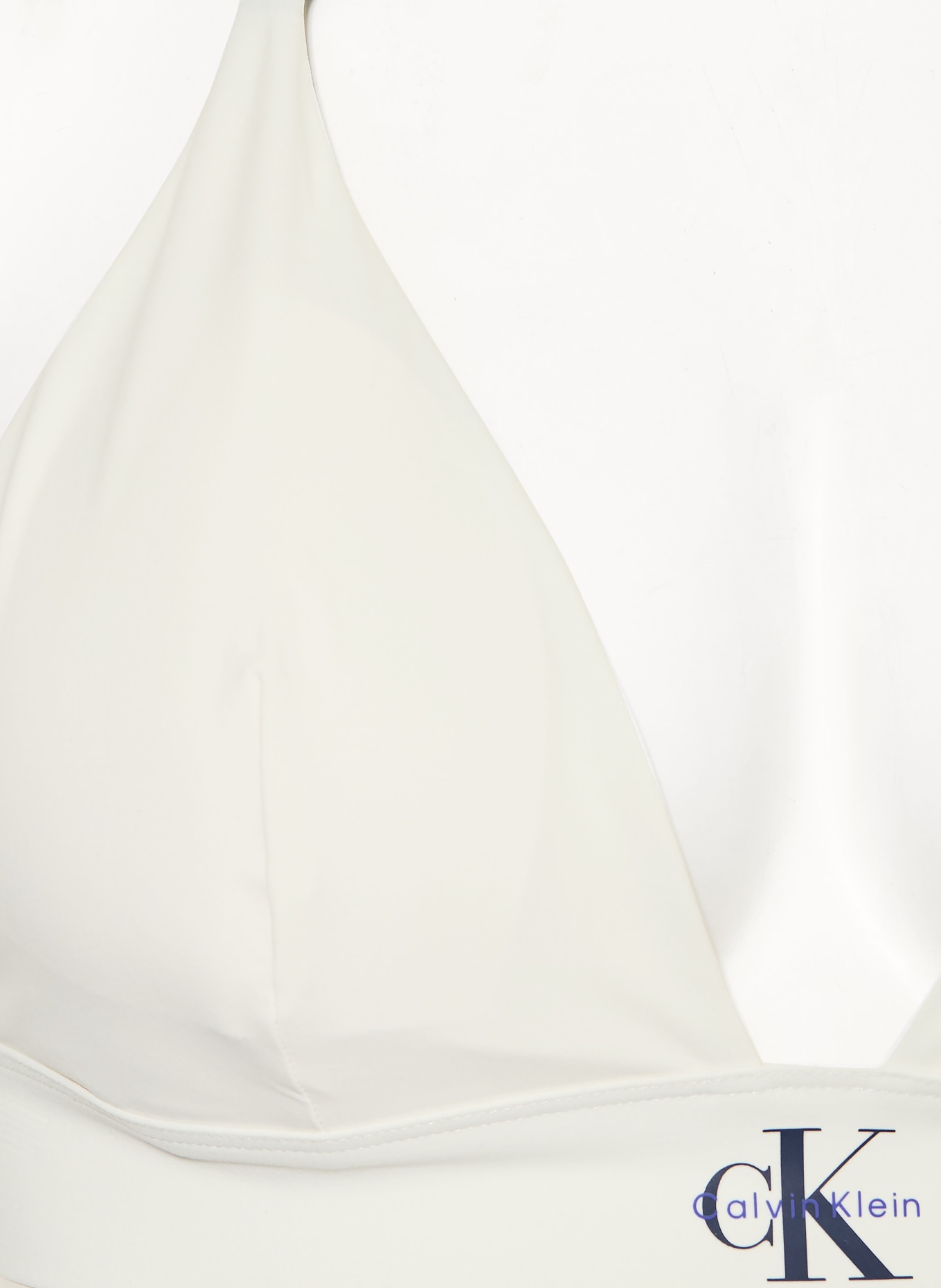 Calvin Klein Triangle bikini top CK MONOGRAM: WHITE / DARK BLUE