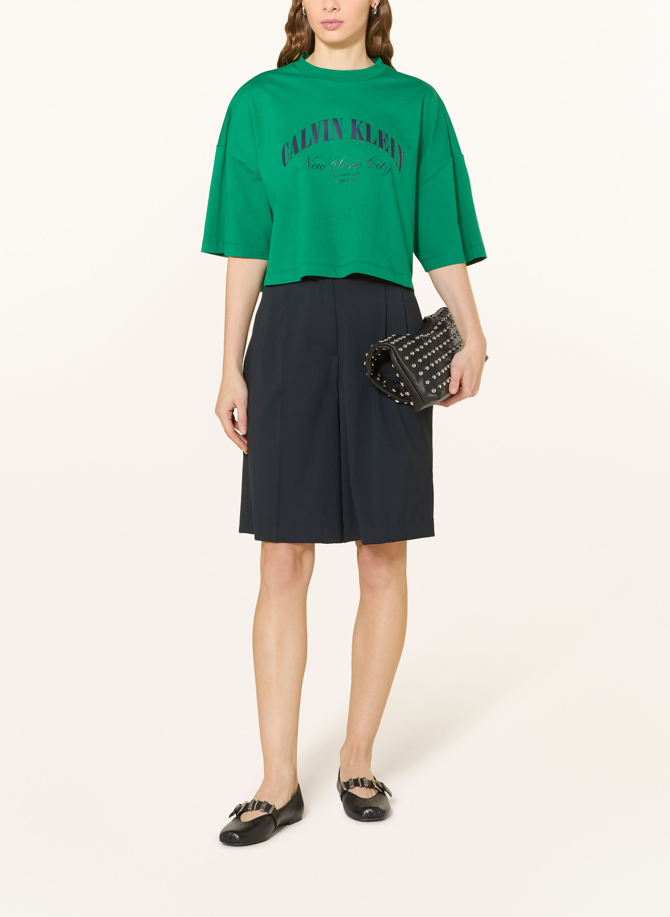 Calvin Klein Jeans tričko: ZELENÁ / TMAVĚ MODRÁ