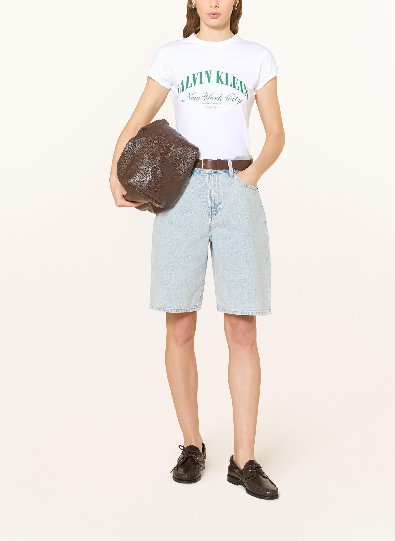 Calvin Klein Jeans tričko: BÍLÁ / ZELENÁ