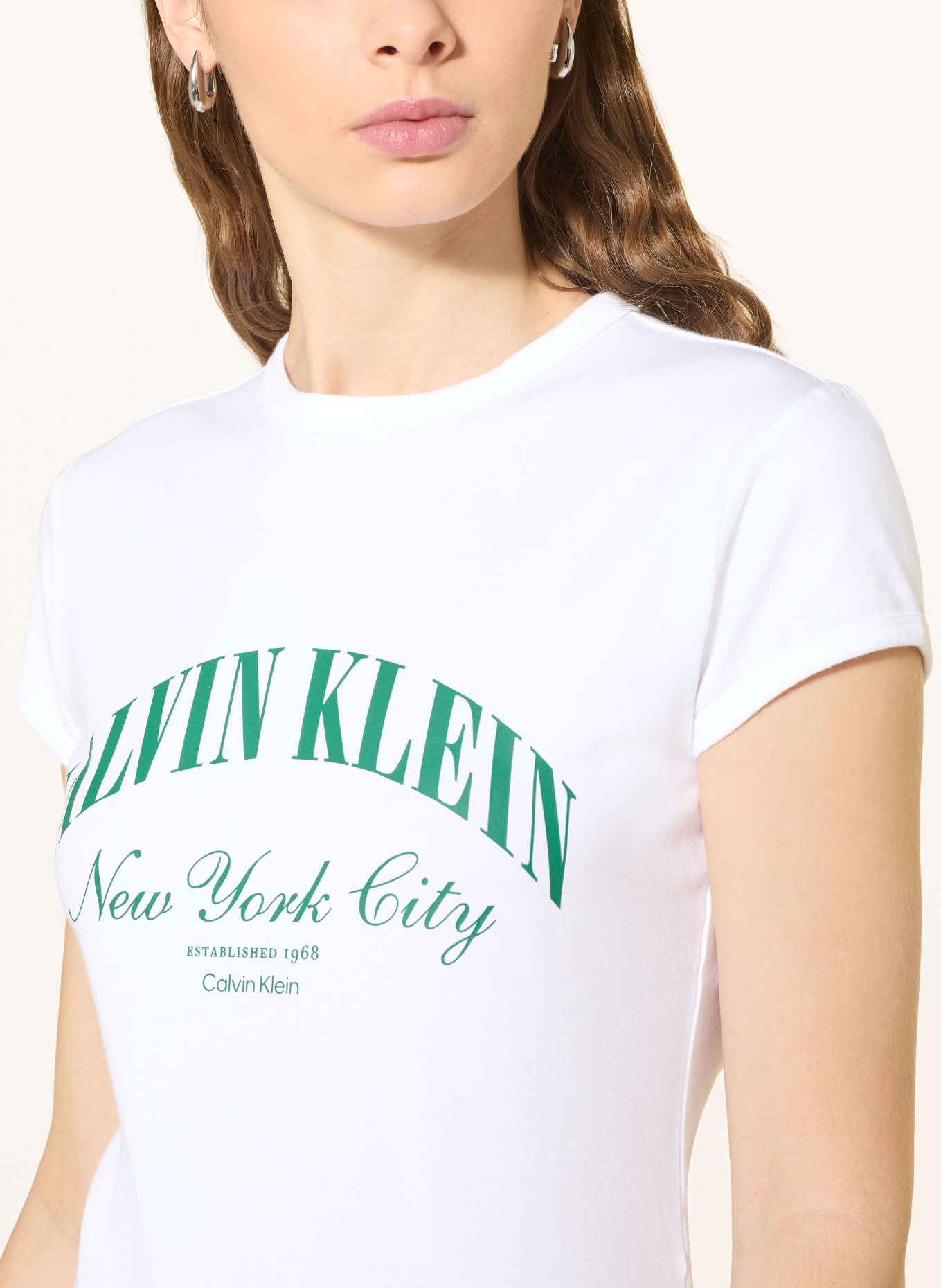 Calvin Klein Jeans tričko: BÍLÁ / ZELENÁ