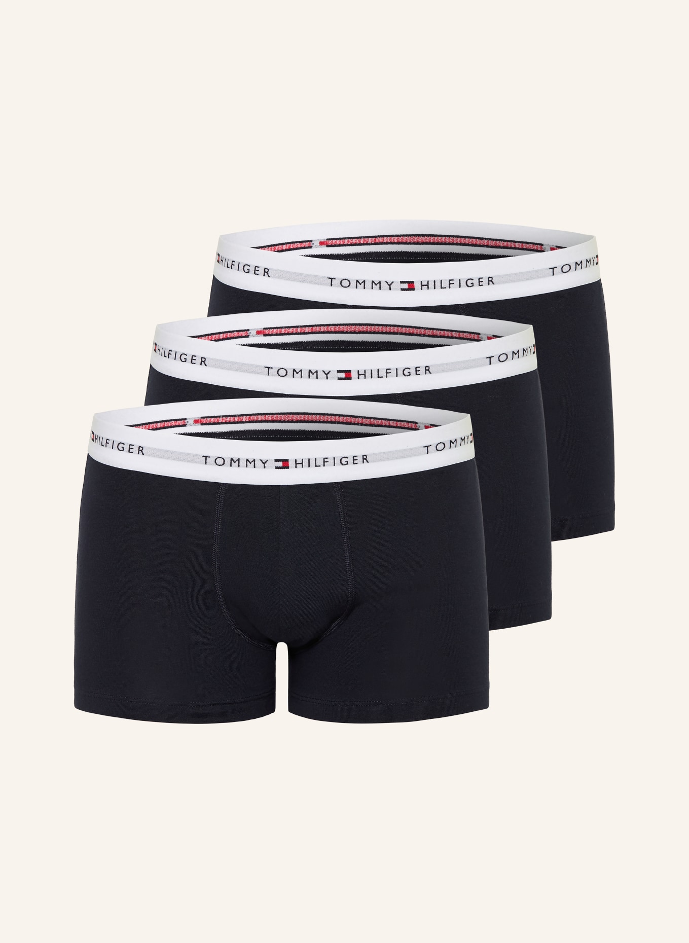 TOMMY HILFIGER 3-pack boxer shorts: DARK BLUE / WHITE