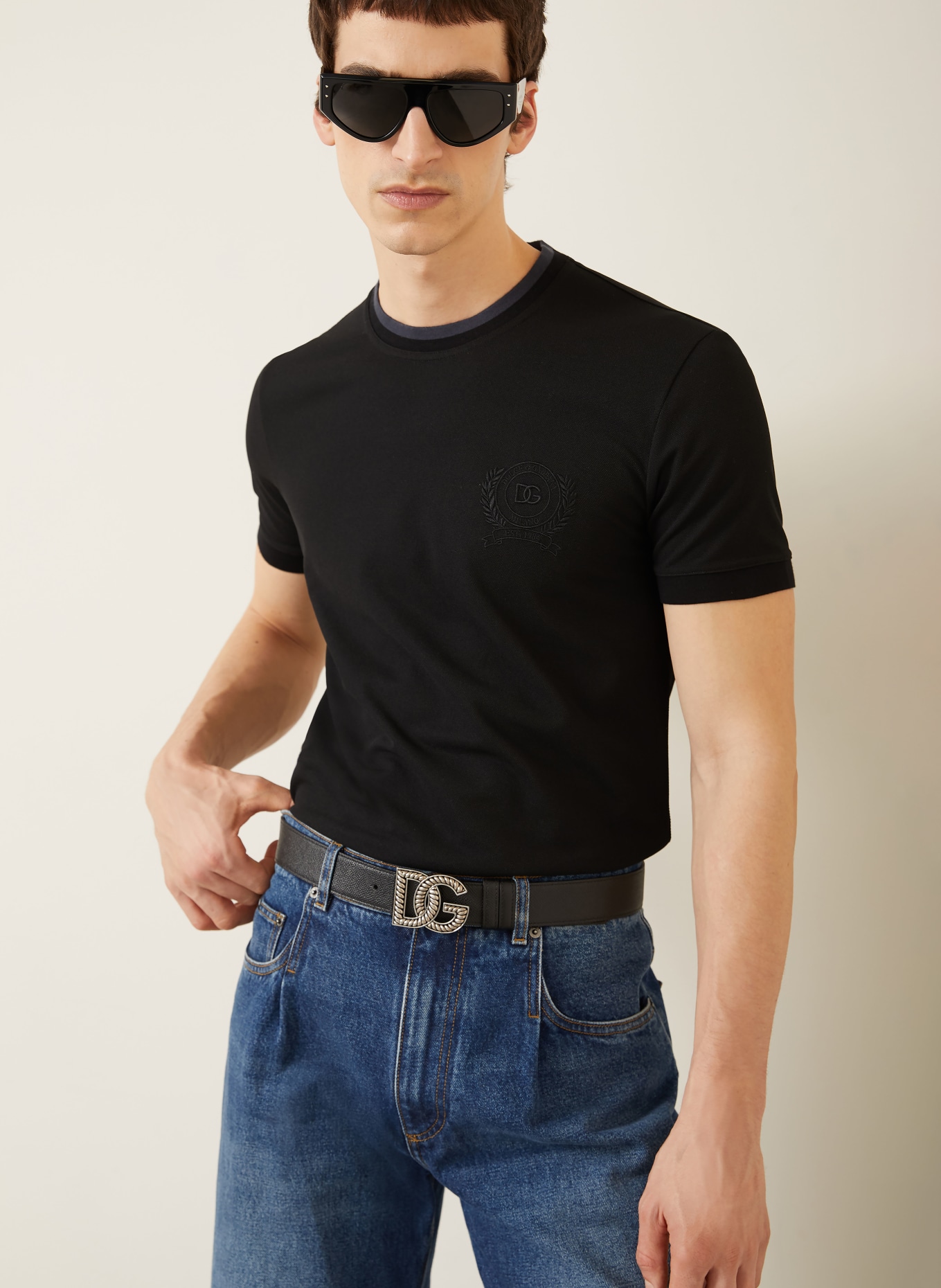 DOLCE & GABBANA T-Shirt aus Piqué: SCHWARZ