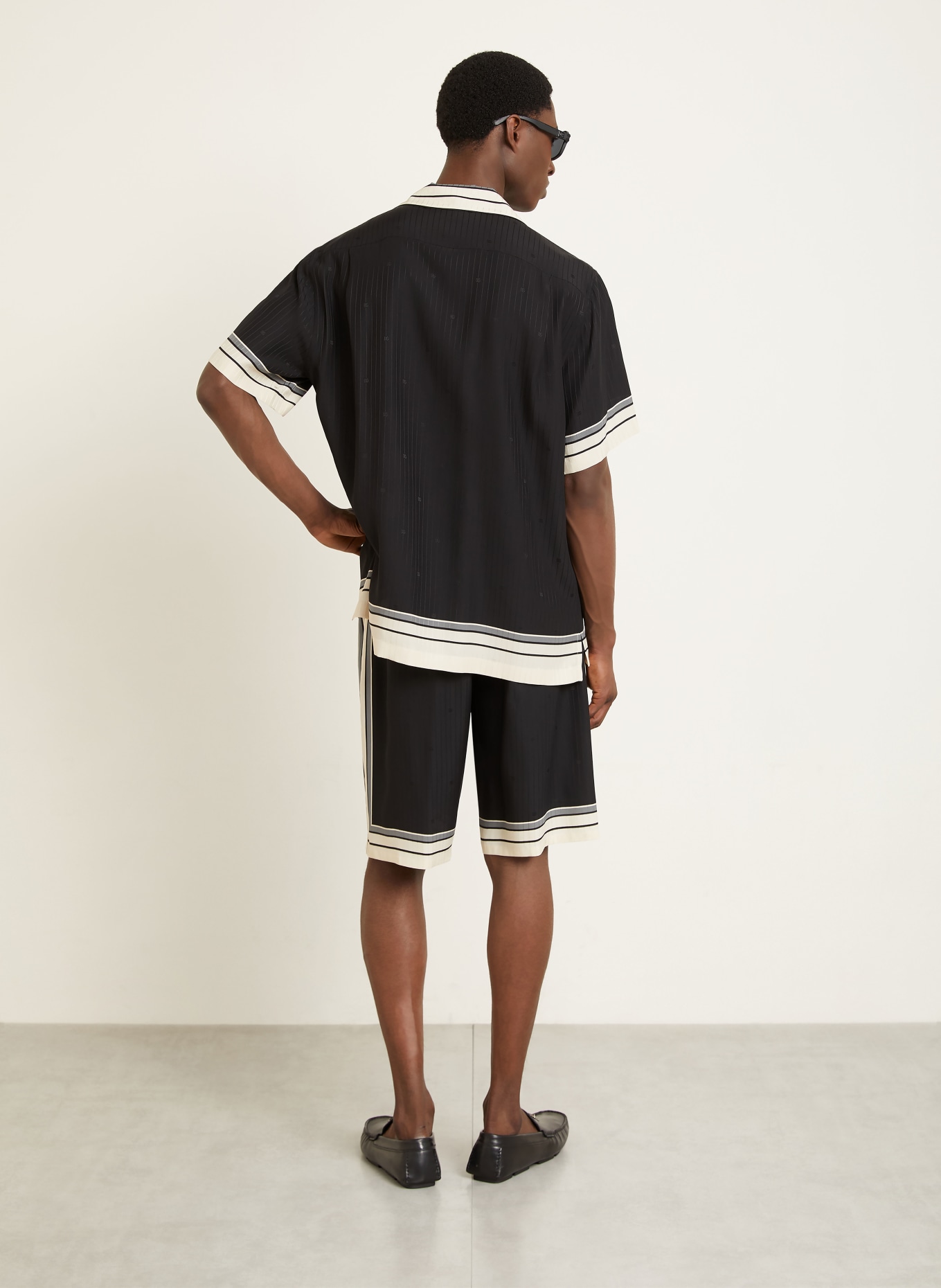 DOLCE & GABBANA Resorthemd Comfort Fit aus Seide: SCHWARZ / BEIGE / DUNKELGRAU