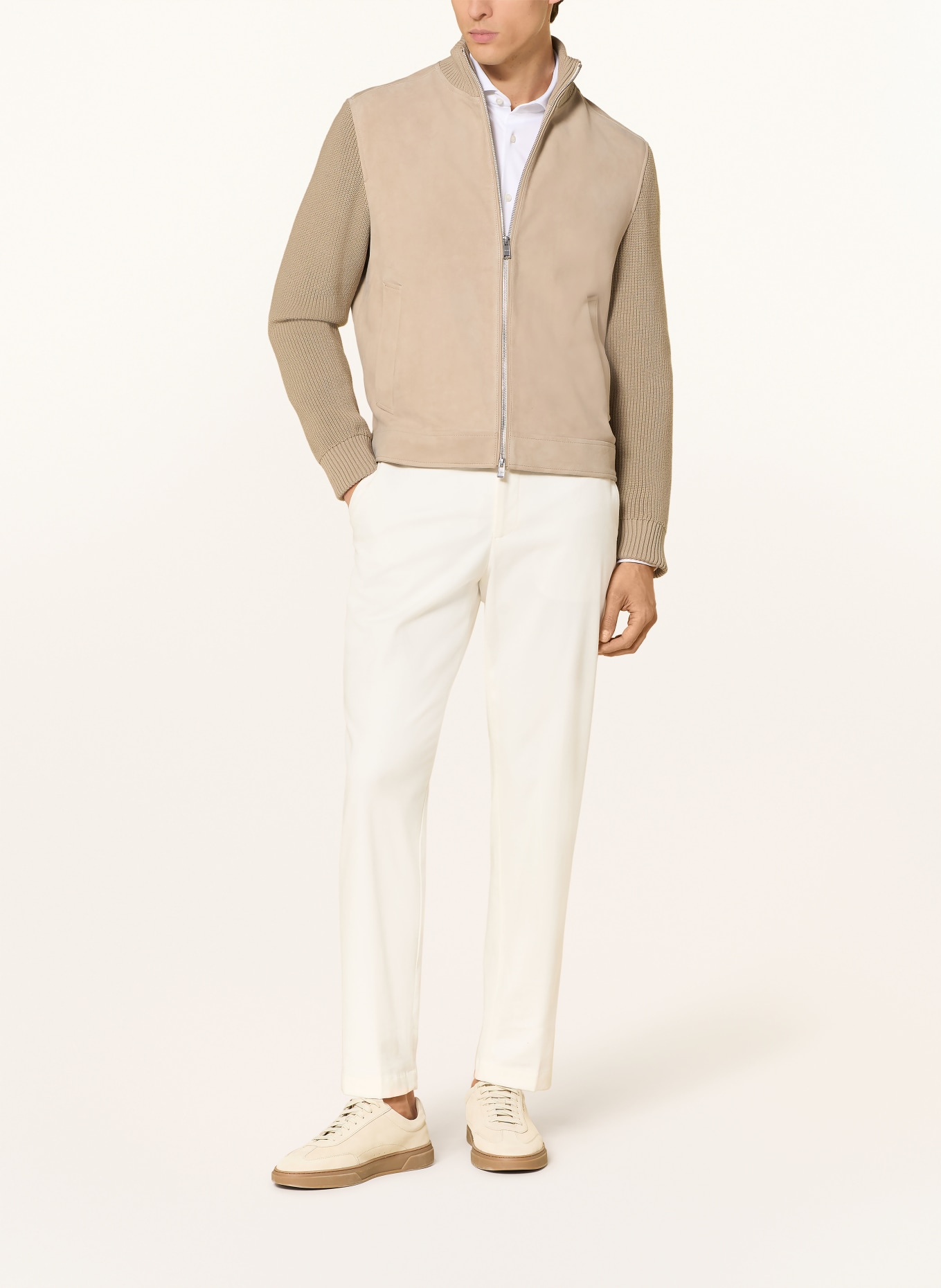 BOSS Lederjacke MAVEN: BEIGE