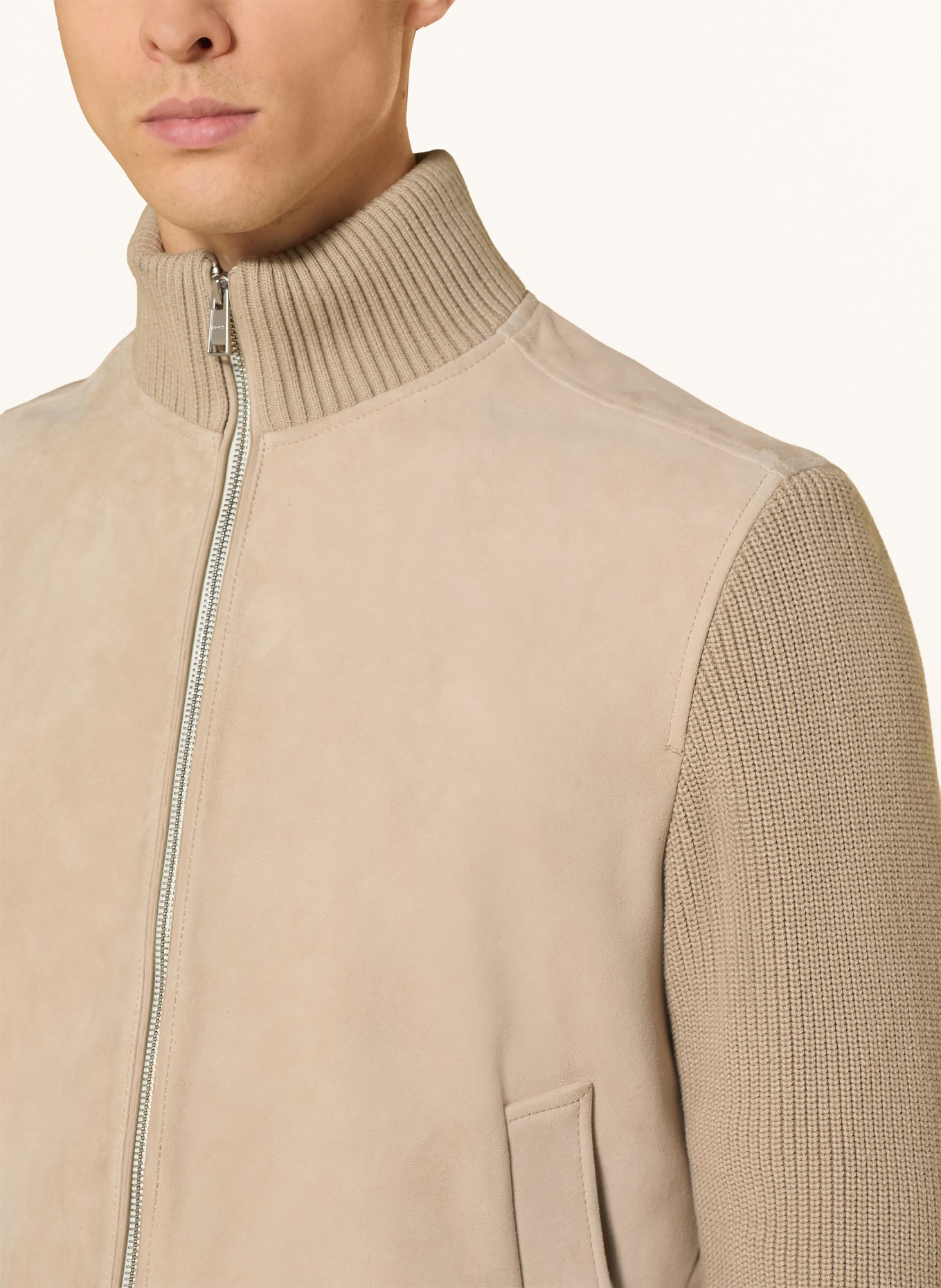 BOSS Lederjacke MAVEN: BEIGE