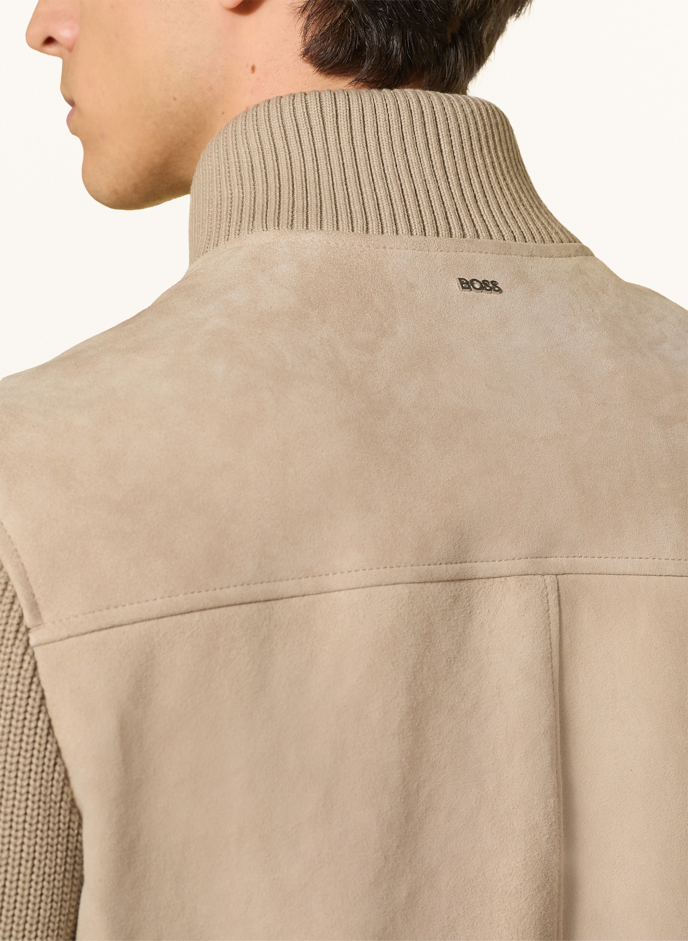 BOSS Lederjacke MAVEN: BEIGE