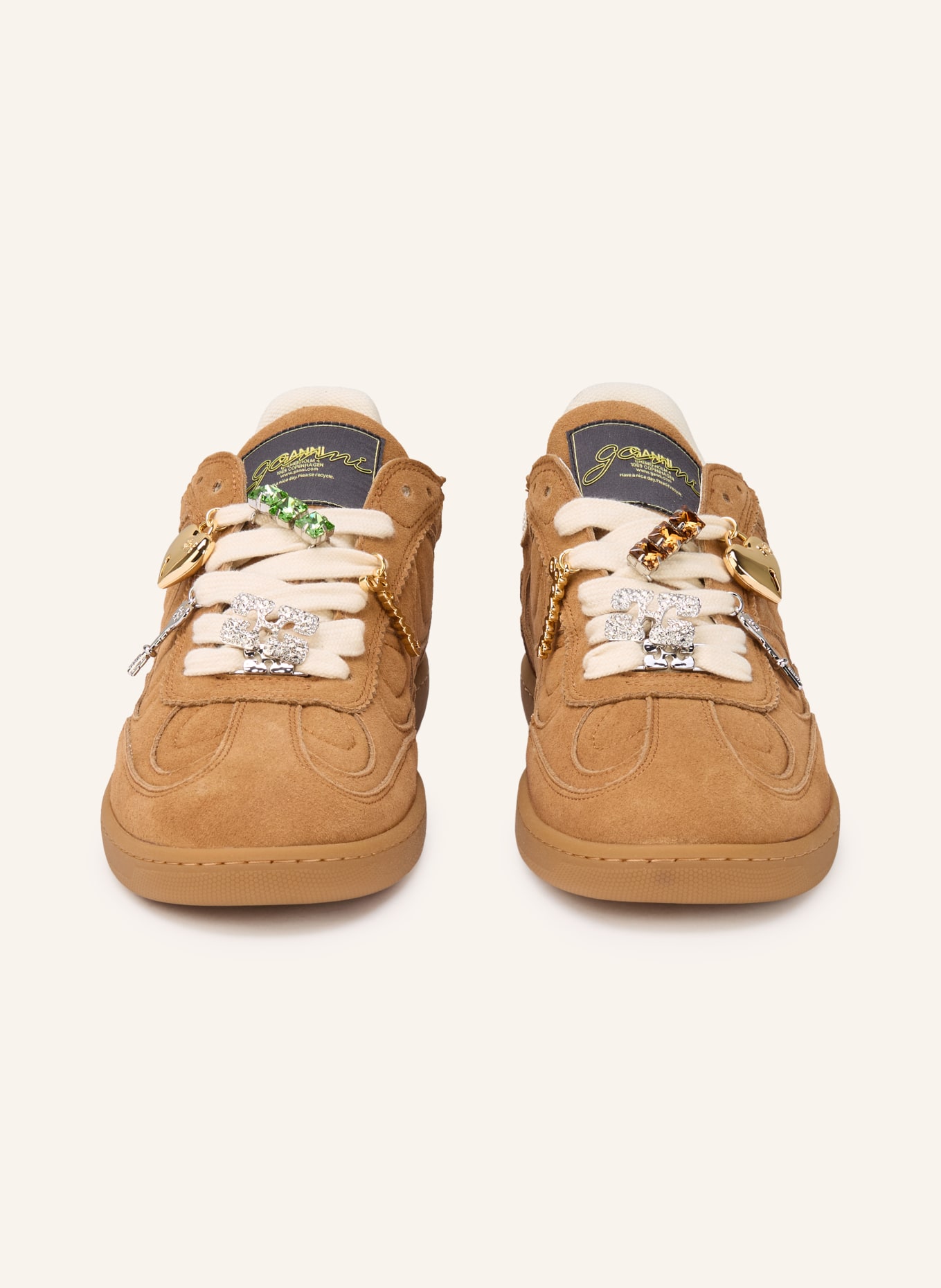 GANNI Sneakers with gemstones: BROWN / WHITE