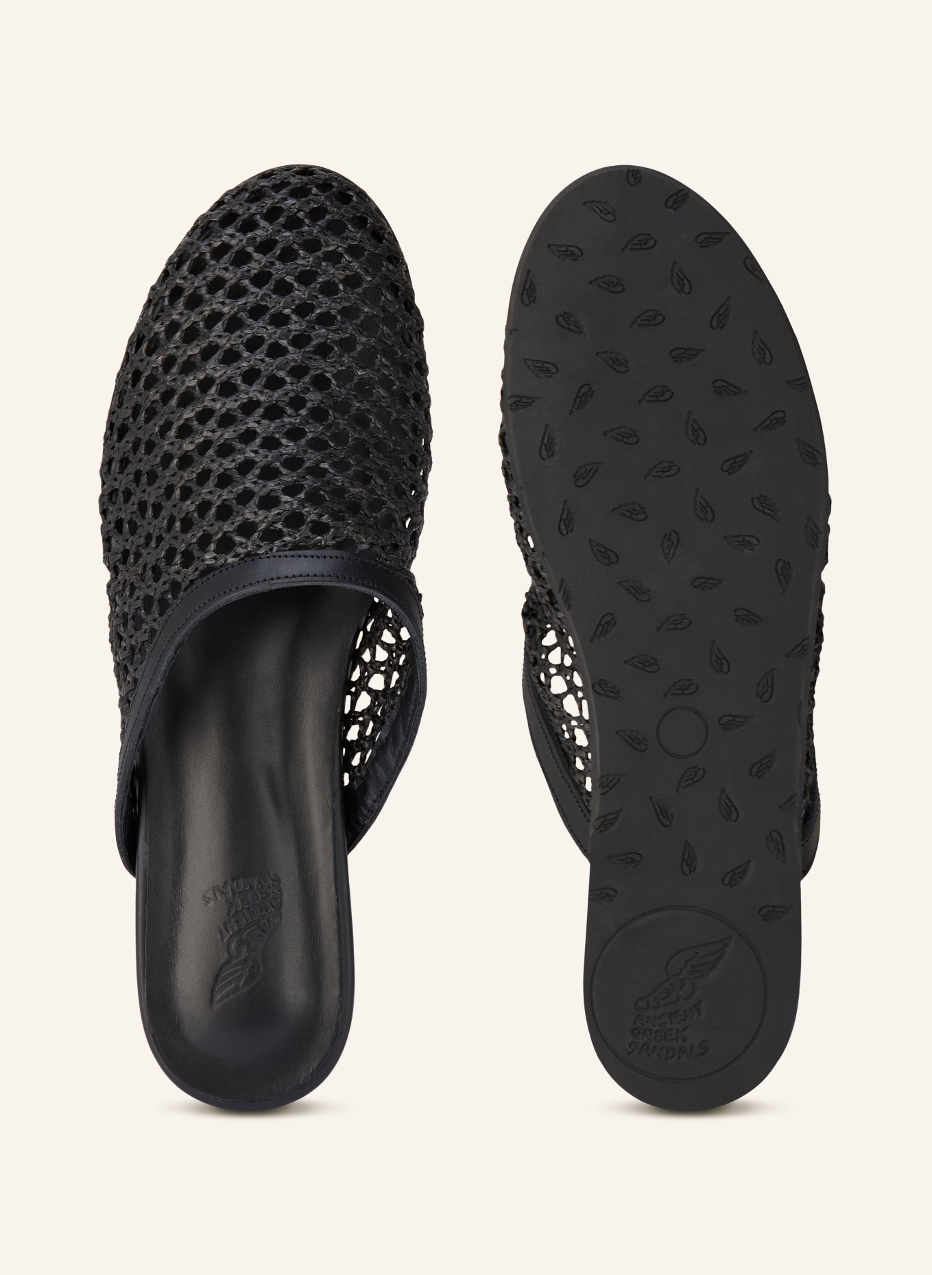 ANCIENT GREEK SANDALS Mules THE SLIPPER: SCHWARZ