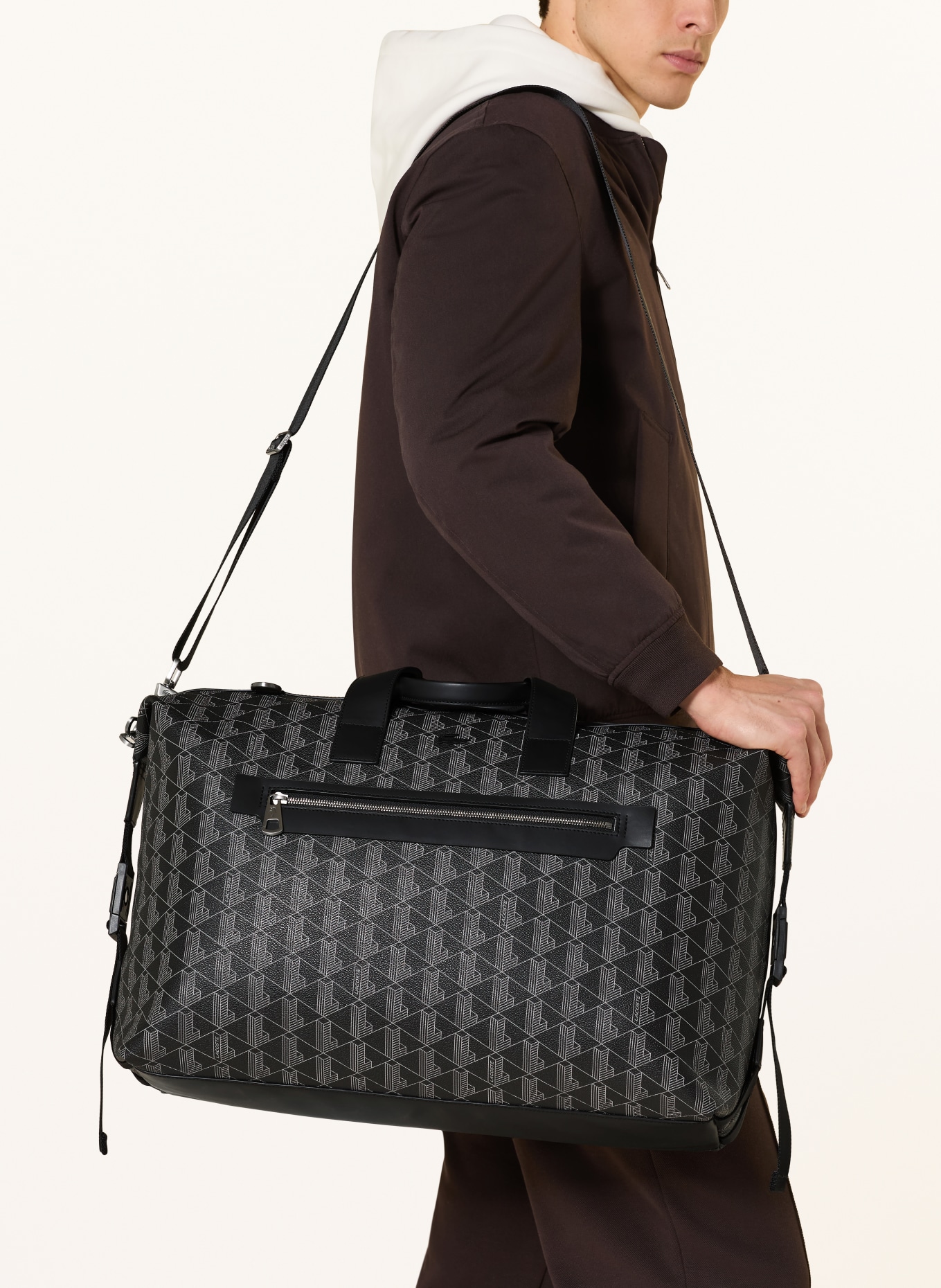 LACOSTE THE BLEND weekend bag with laptop compartment: BLACK
