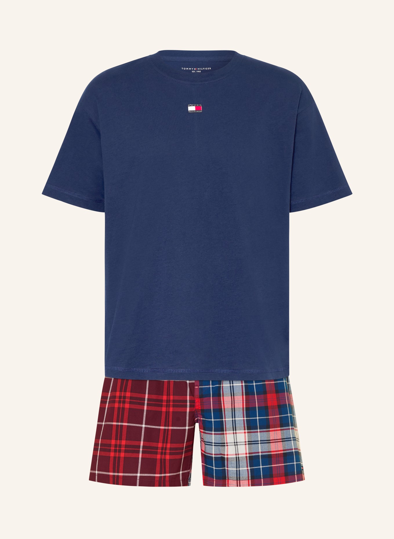 TOMMY HILFIGER Krótkie piżamy: GRANATOWY / CZERWONY / BIAŁY