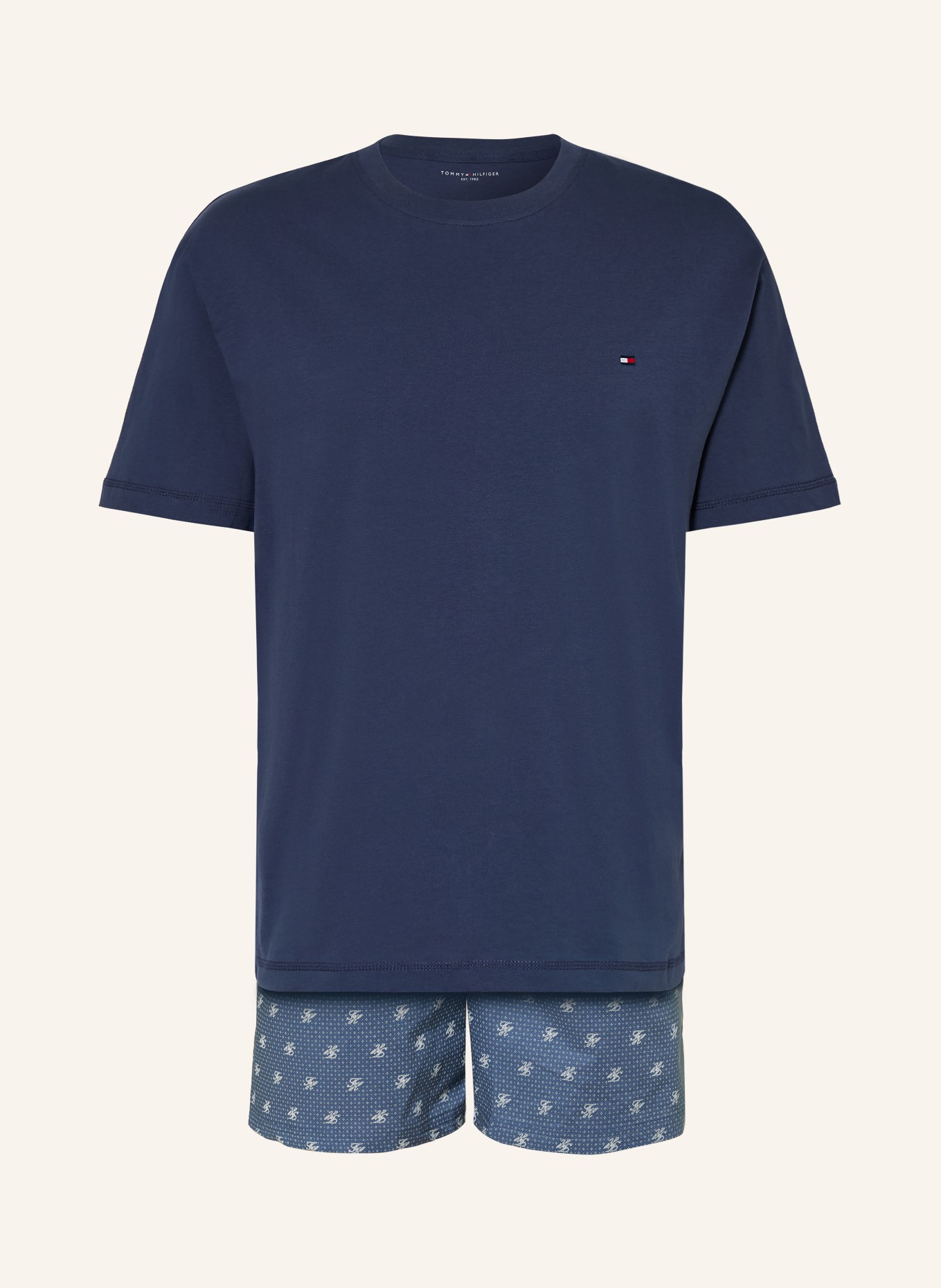 TOMMY HILFIGER Shorty pajamas: BLUE GRAY / WHITE