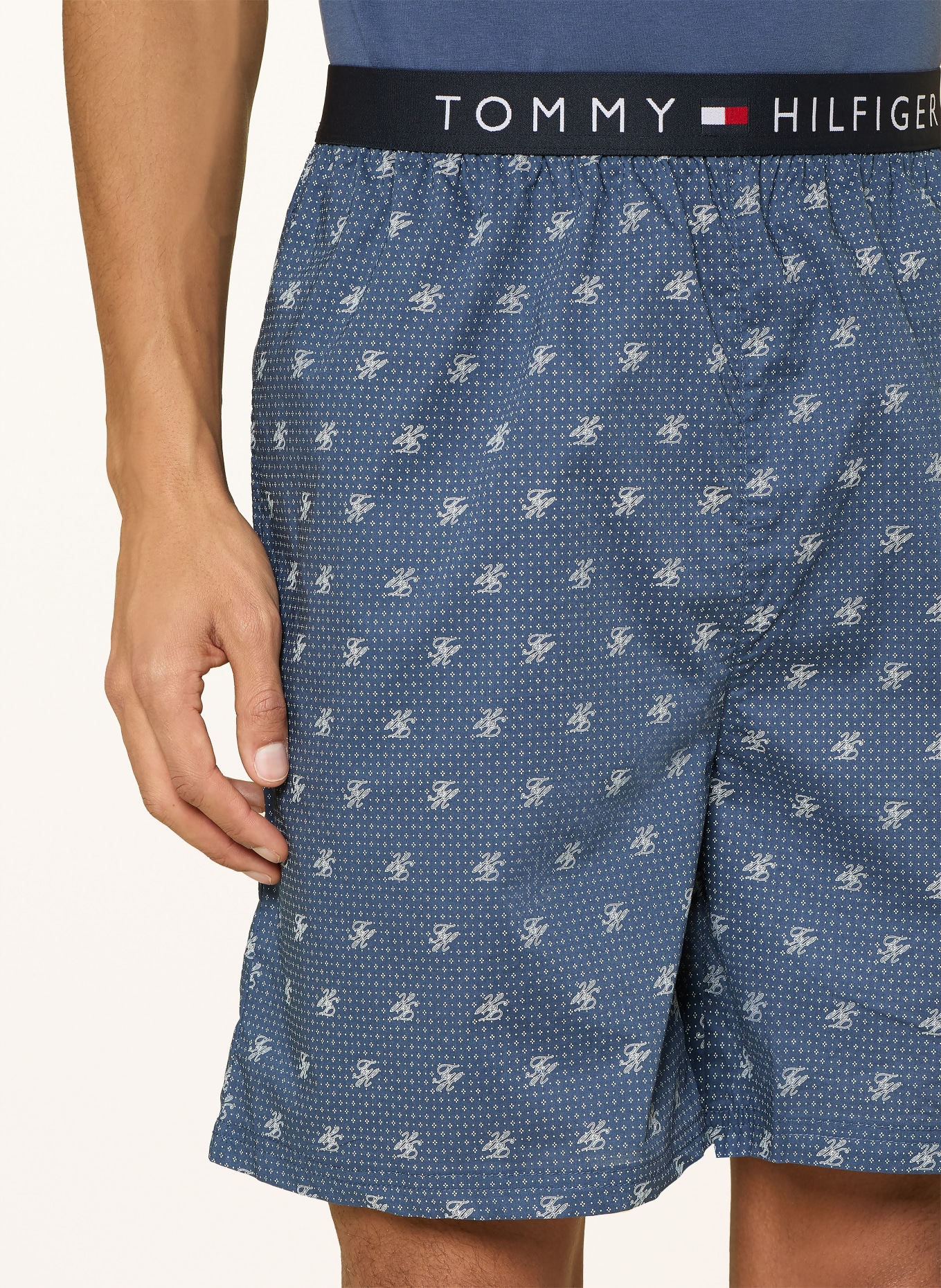 TOMMY HILFIGER Shorty pajamas: BLUE GRAY / WHITE