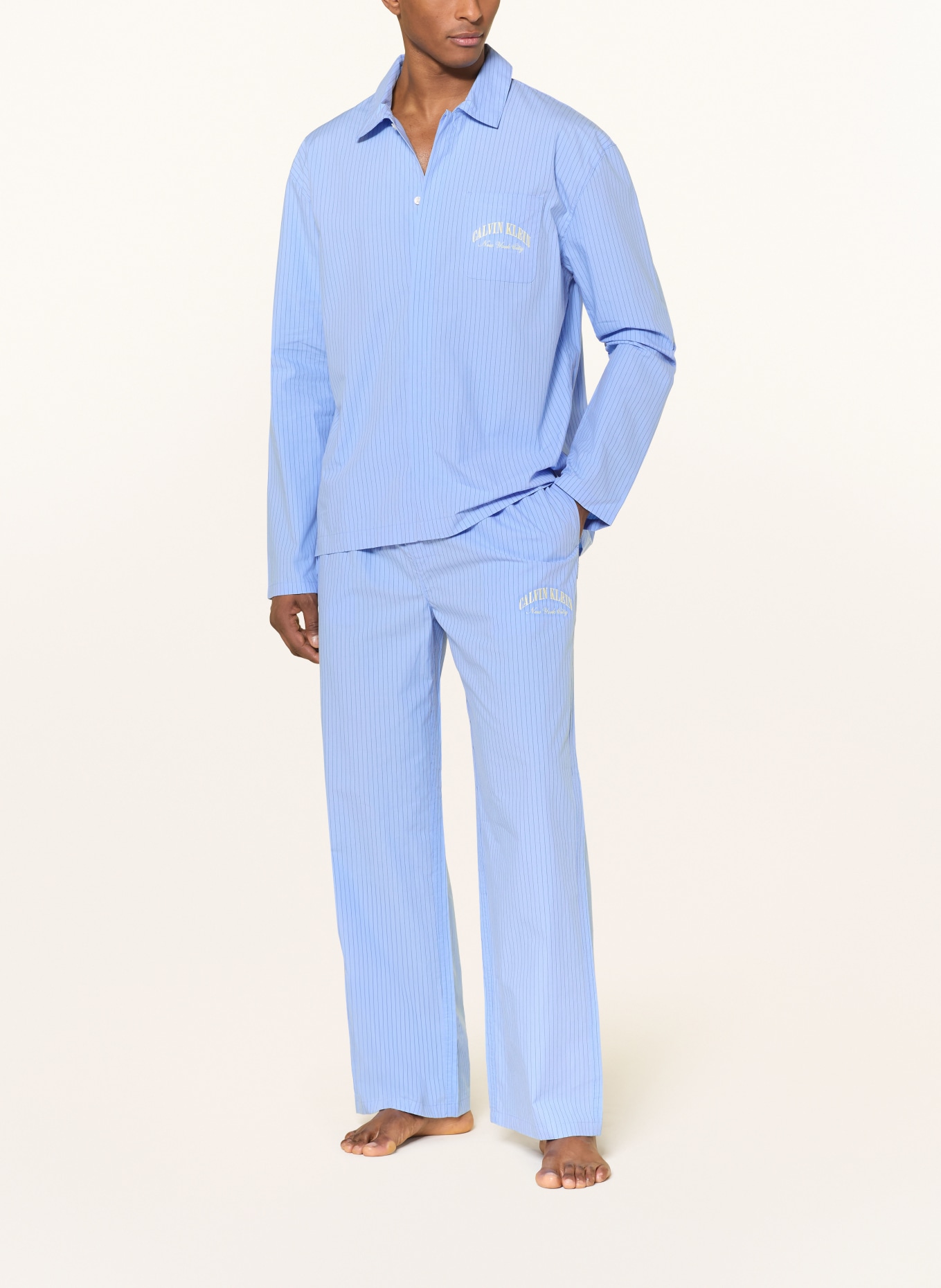 Calvin Klein COTTON CREST pajamas: LIGHT BLUE / BLACK