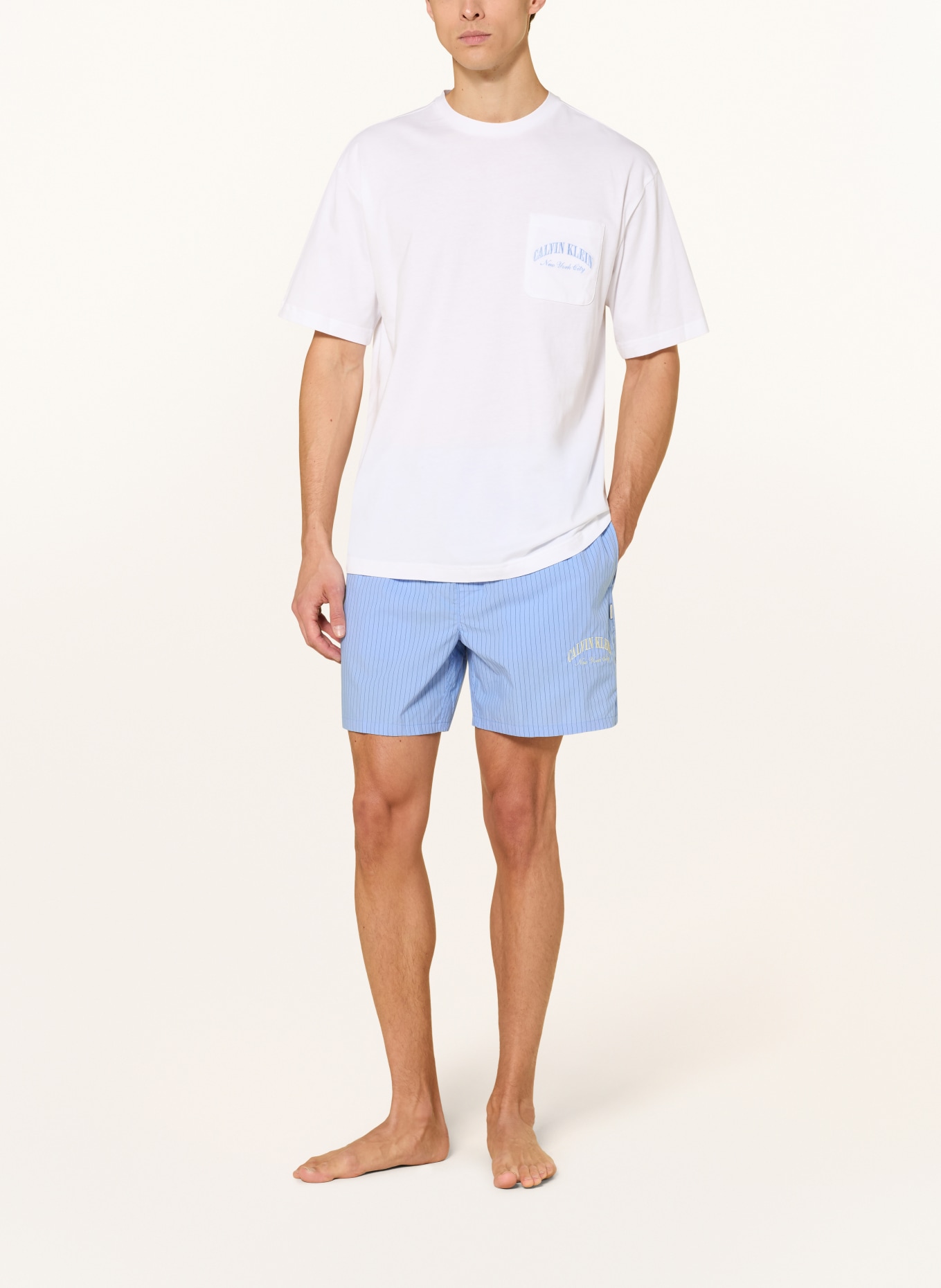 Calvin Klein Pyjama shorty: BLANC / BLEU CLAIR