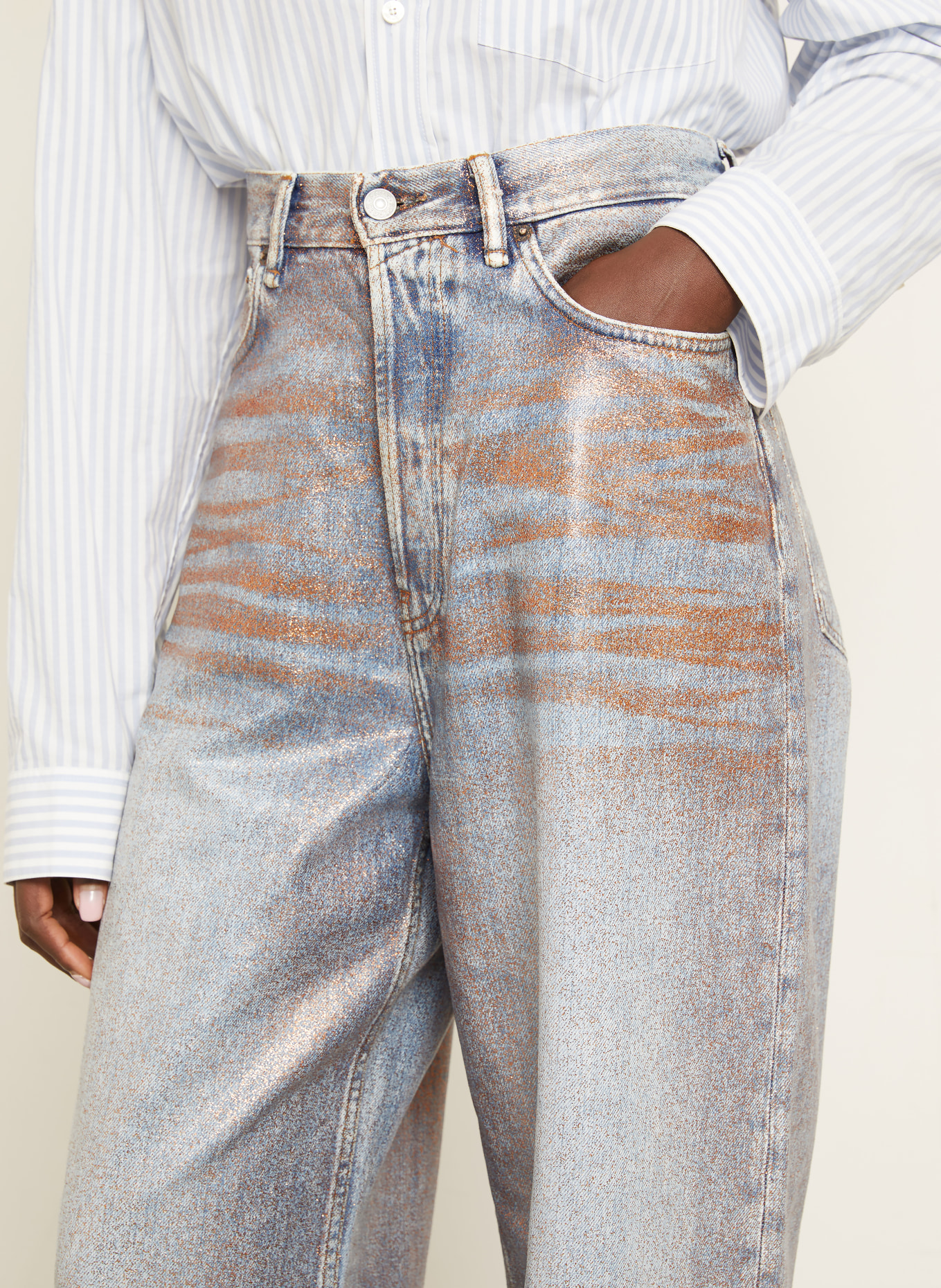 Acne Studios Jeansshorts: CP1 ROSE COPPER/LIGHT BLUE