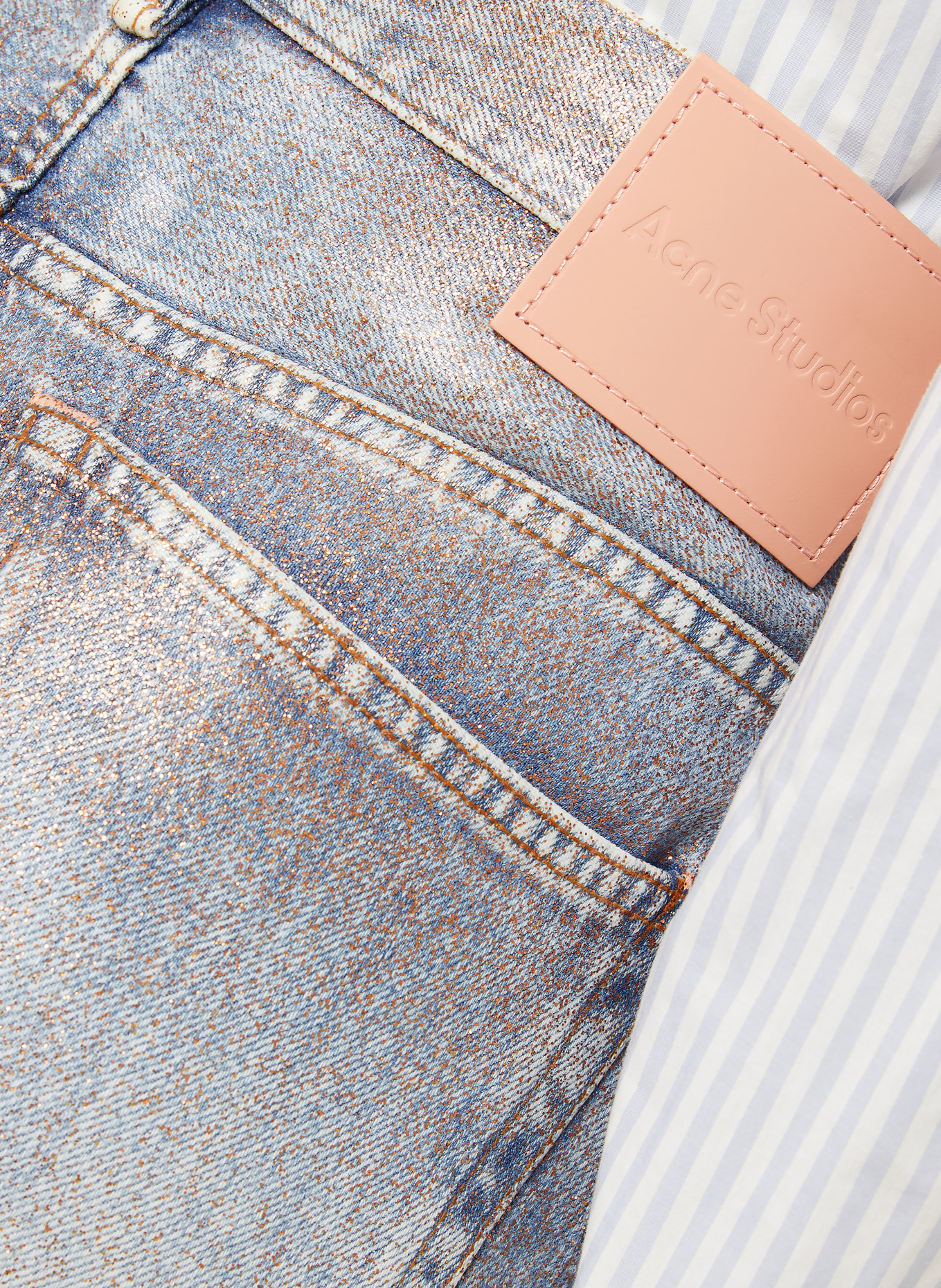 Acne Studios Jeansshorts: CP1 ROSE COPPER/LIGHT BLUE