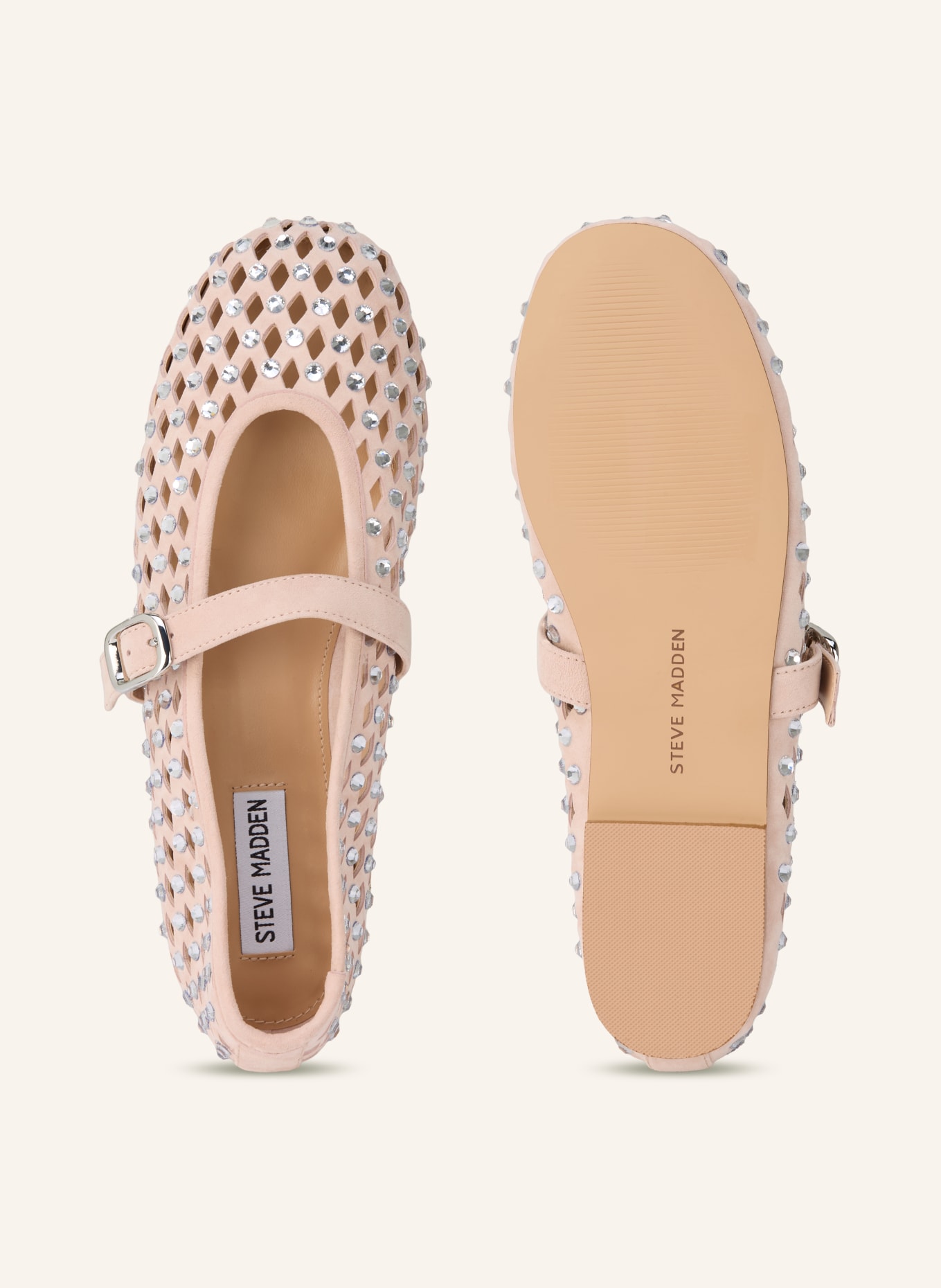 STEVE MADDEN Ballerines Mary Jane RERUN avec pierres précieuses: ROSE CLAIR