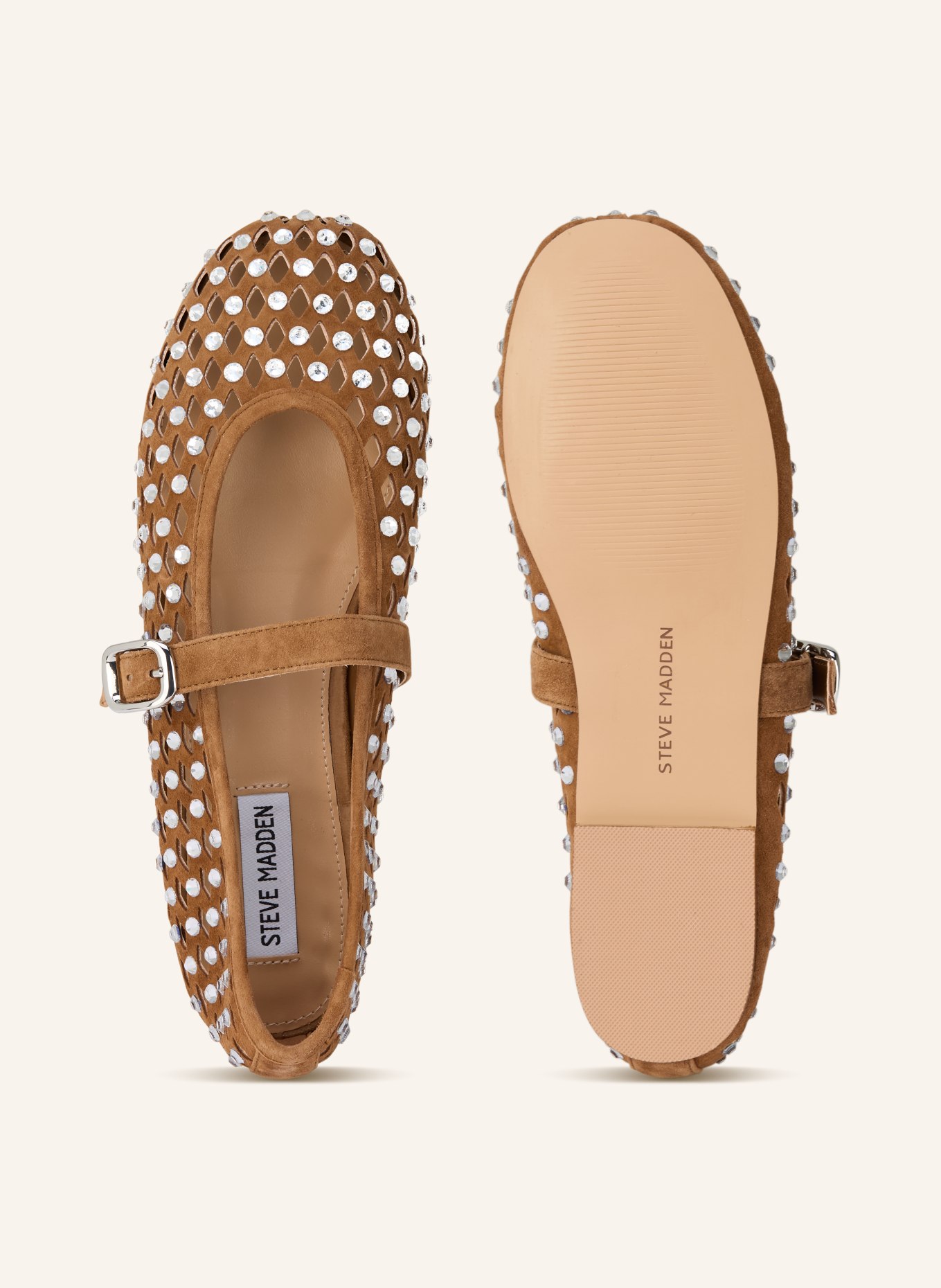 STEVE MADDEN Ballerines Mary Jane RERUN avec pierres précieuses: MARRON