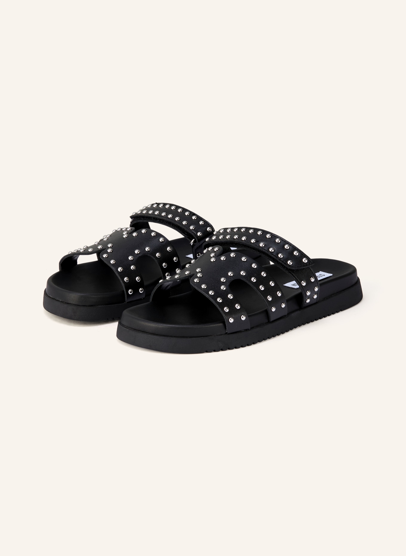 STEVE MADDEN MISSILE mules with studs: BLACK