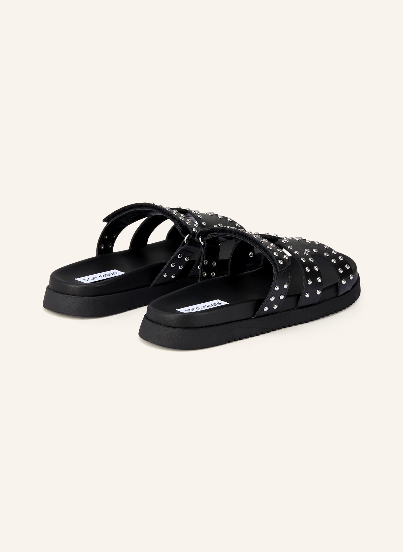 STEVE MADDEN MISSILE mules with studs: BLACK