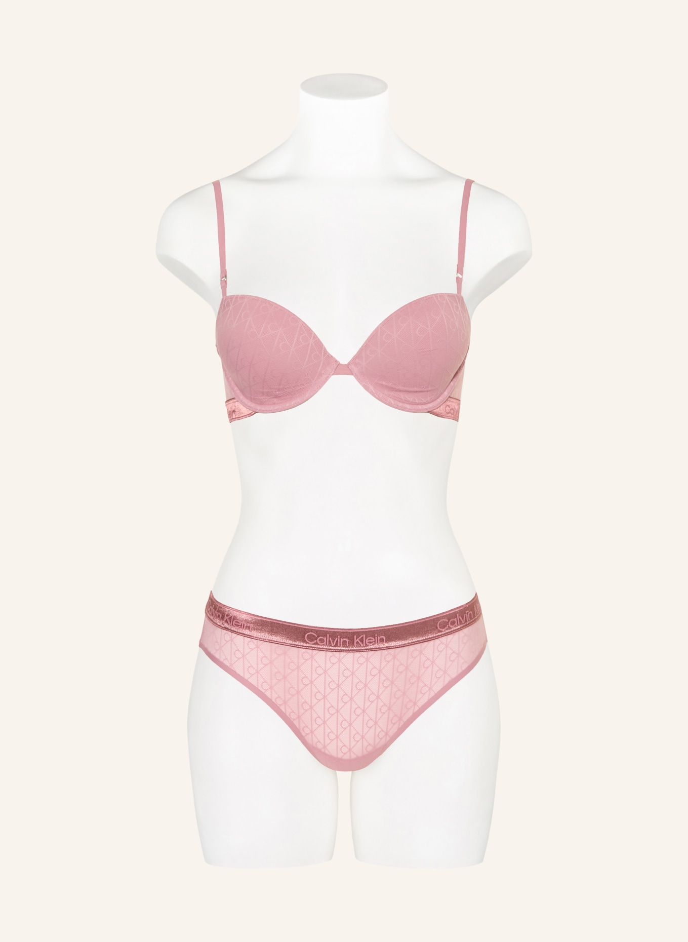 Calvin Klein Kalhotky ICON LACE METALLIC: STARORŮŽOVÁ