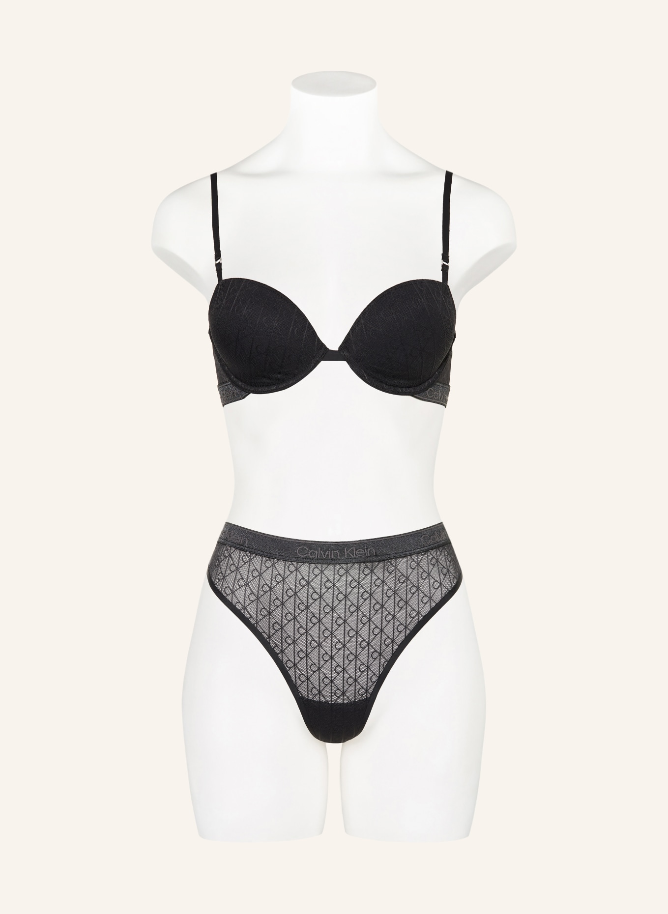 Calvin Klein Podprsenka s košíčky ICON LACE METALLIC: ČERNÁ