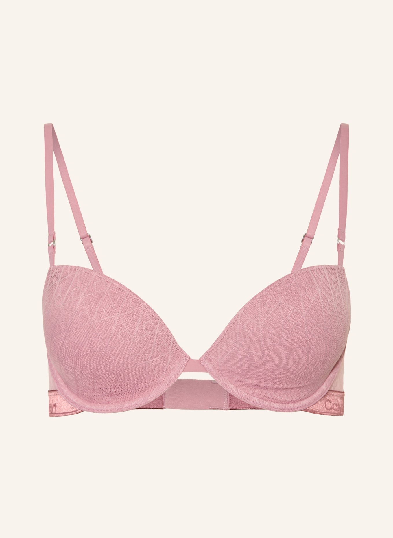 Calvin Klein Podprsenka s košíčky ICON LACE METALLIC: STARORŮŽOVÁ