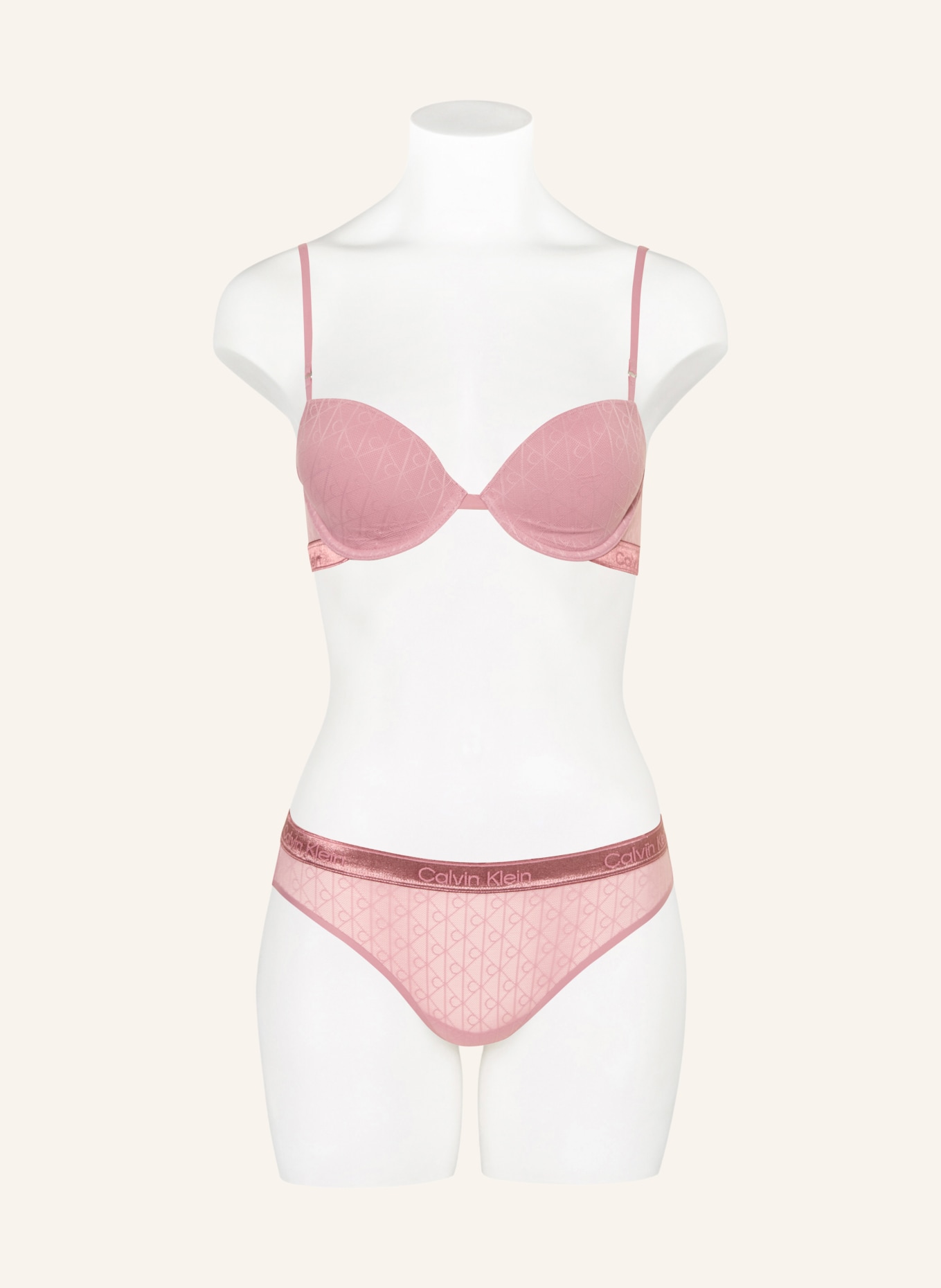 Calvin Klein Podprsenka s košíčky ICON LACE METALLIC: STARORŮŽOVÁ