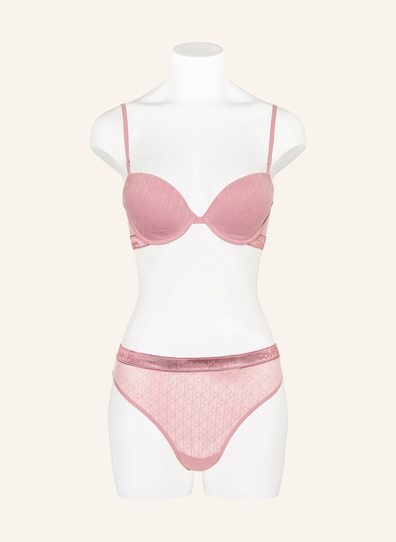 Calvin Klein Kalhotky s vysokým pasem ICON LACE METALLIC: STARORŮŽOVÁ