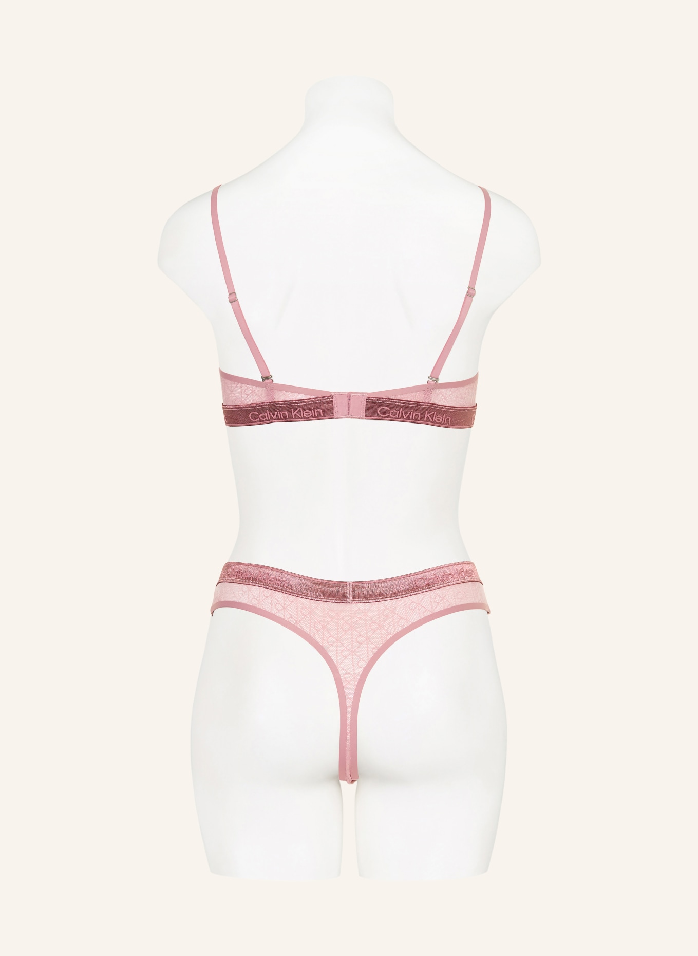 Calvin Klein Kalhotky s vysokým pasem ICON LACE METALLIC: STARORŮŽOVÁ