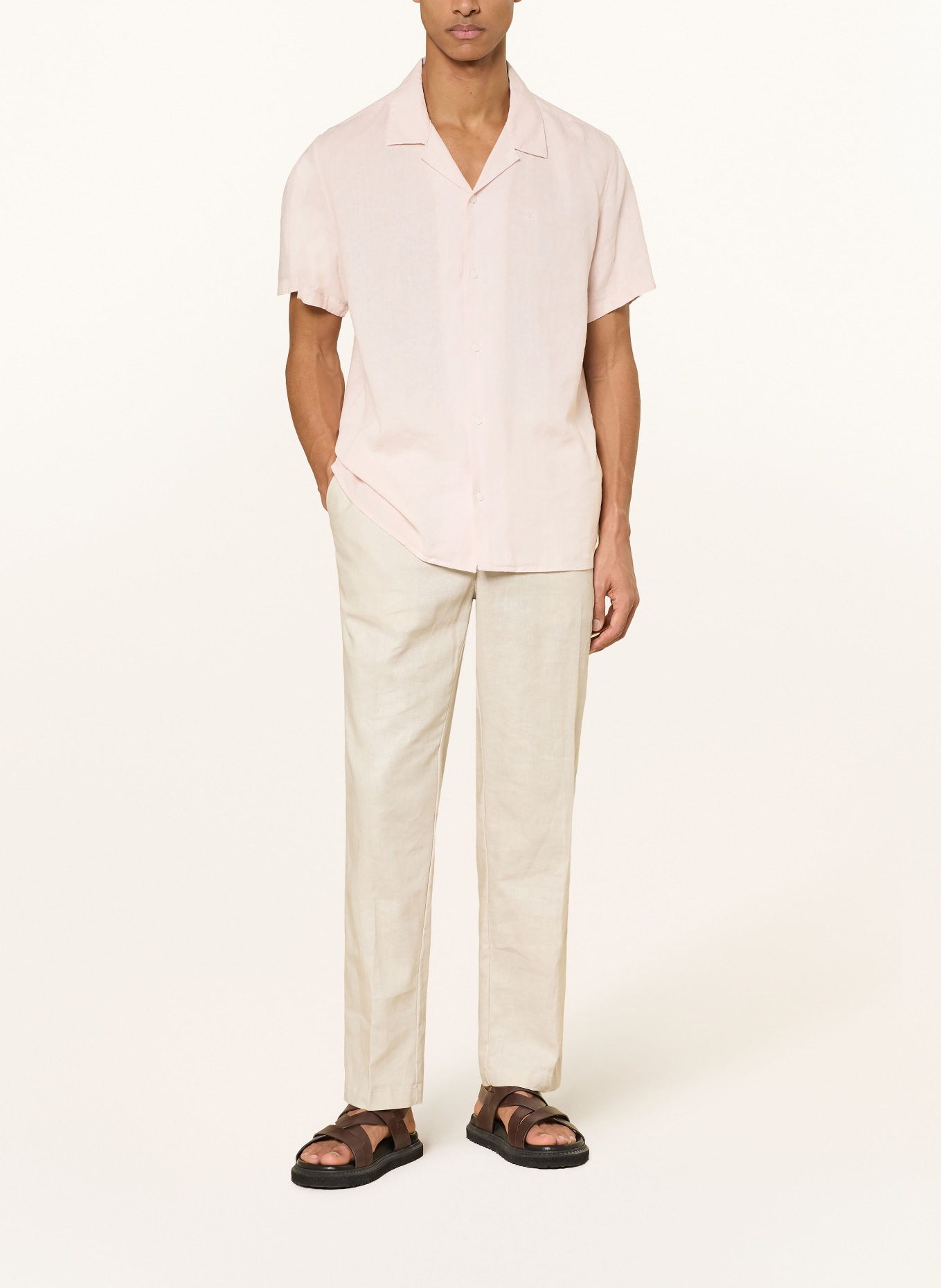 Calvin Klein Chemise Resort Classic Fit en lin: ROSE CLAIR