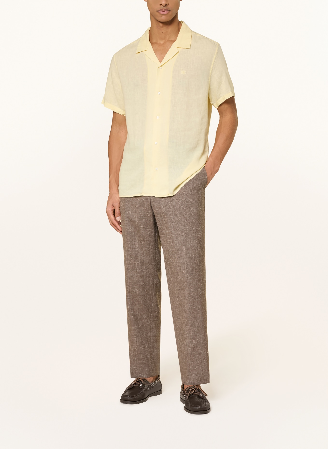 Calvin Klein Chemise Resort Classic Fit en lin: JAUNE CLAIR