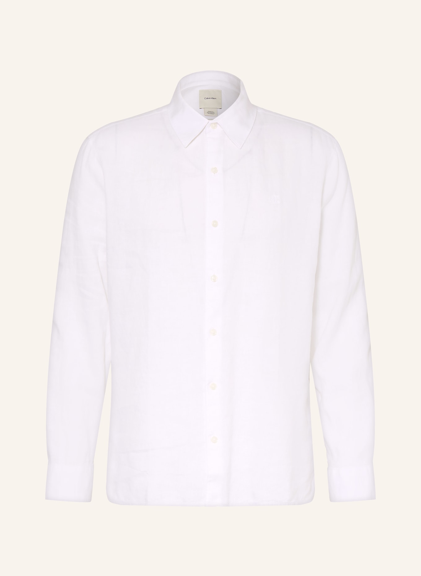 Calvin Klein Hemd Classic Fit mit Leinen: WEISS