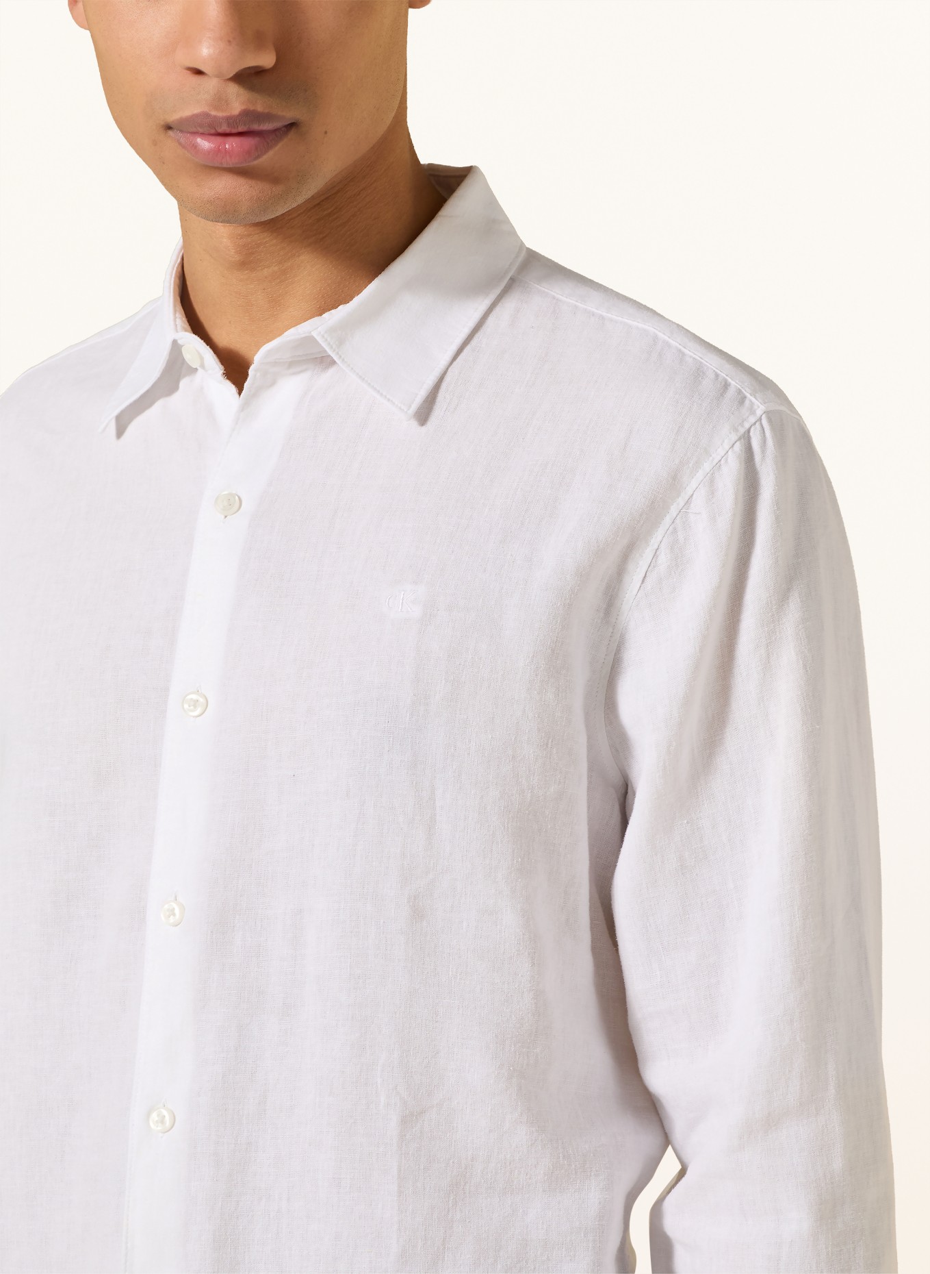 Calvin Klein Hemd Classic Fit mit Leinen: WEISS