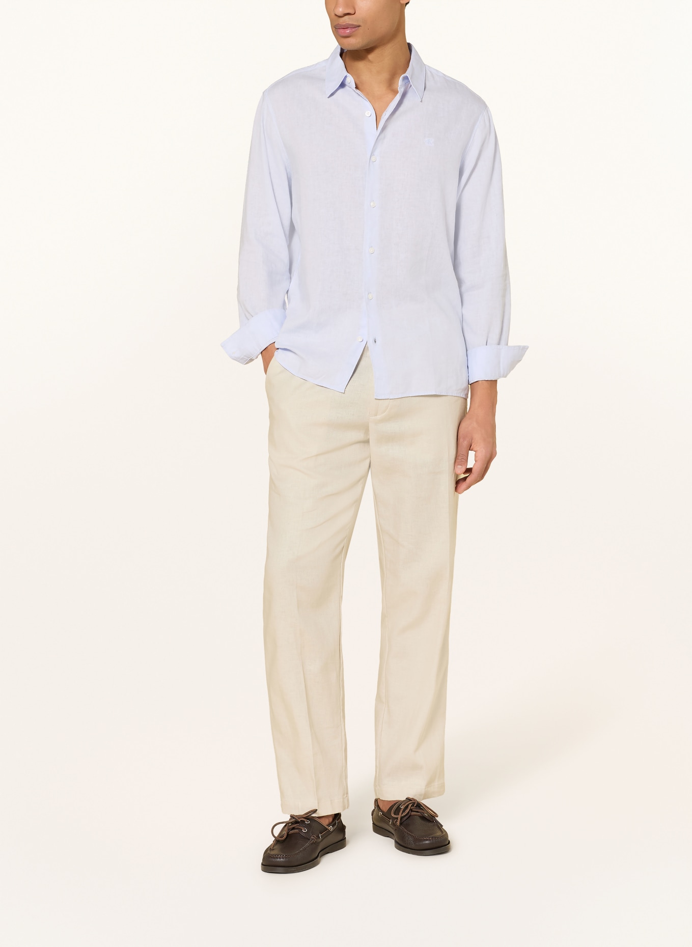 Calvin Klein Hemd Classic Fit mit Leinen: HELLBLAU