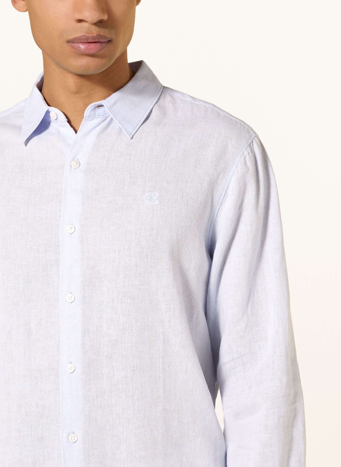 Calvin Klein Hemd Classic Fit mit Leinen: HELLBLAU
