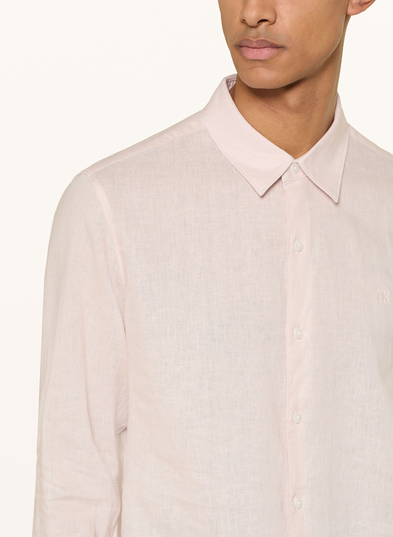 Calvin Klein Hemd Classic Fit mit Leinen: HELLROSA