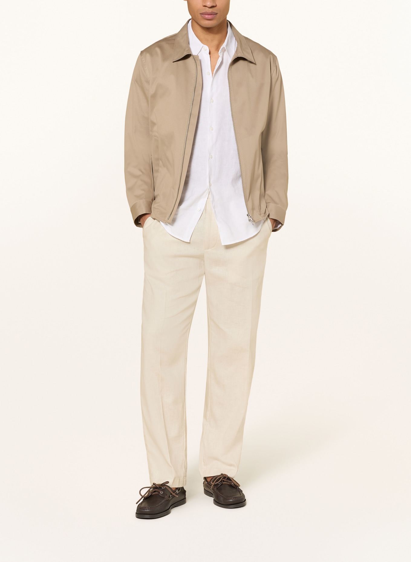 Calvin Klein Spodnie w stylu joggingowym o prostym kroju z lnem: JASNOBRĄZOWY