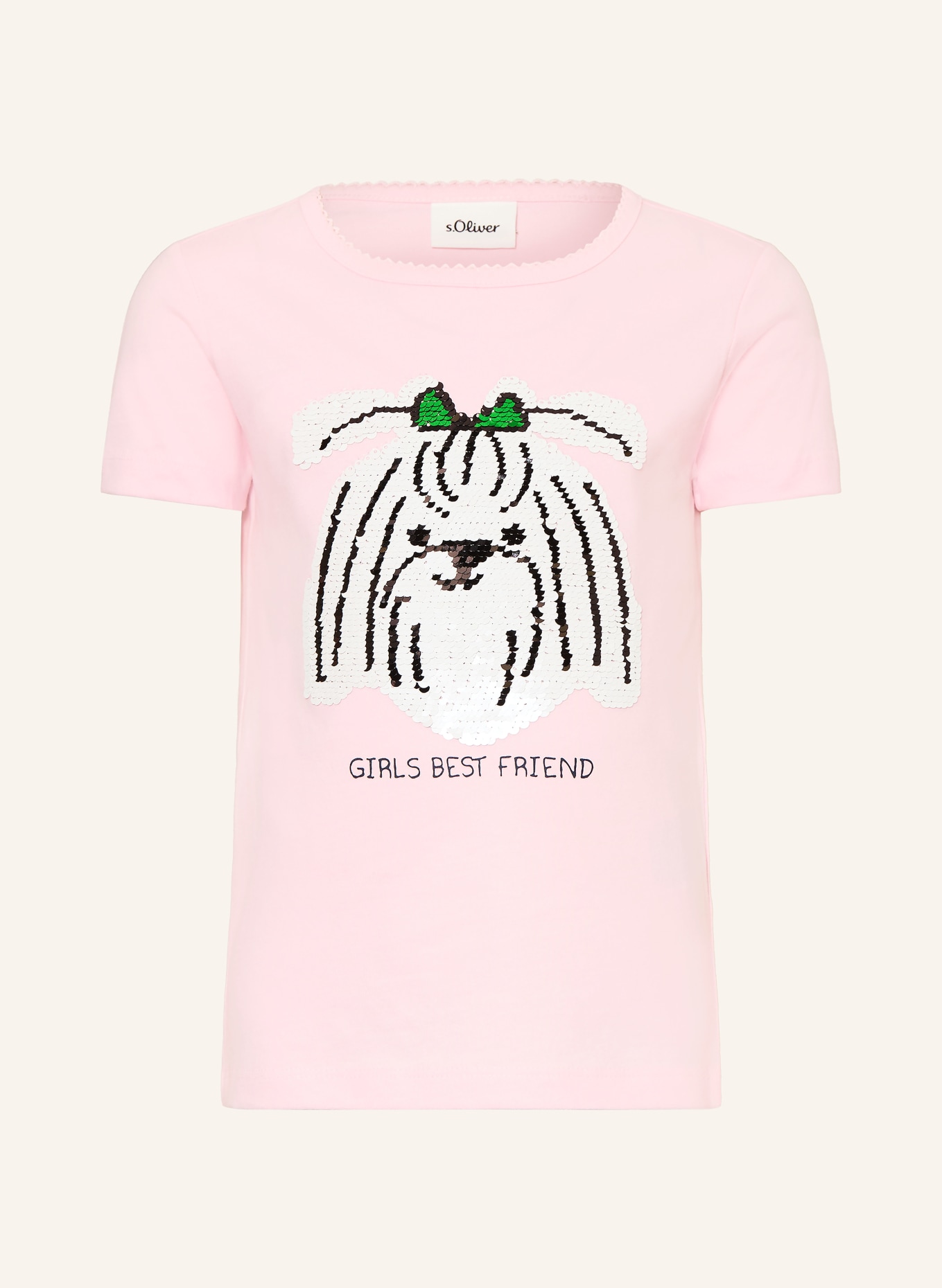 s.Oliver RED T-shirt à paillettes: ROSE CLAIR / ARGENT / NOIR