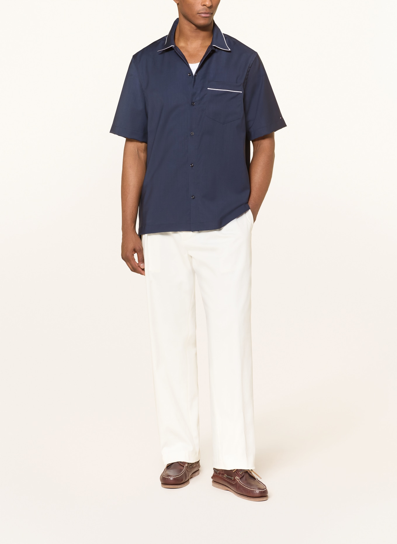 TOMMY HILFIGER Kurzarm-Hemd Relaxed Fit: DUNKELBLAU