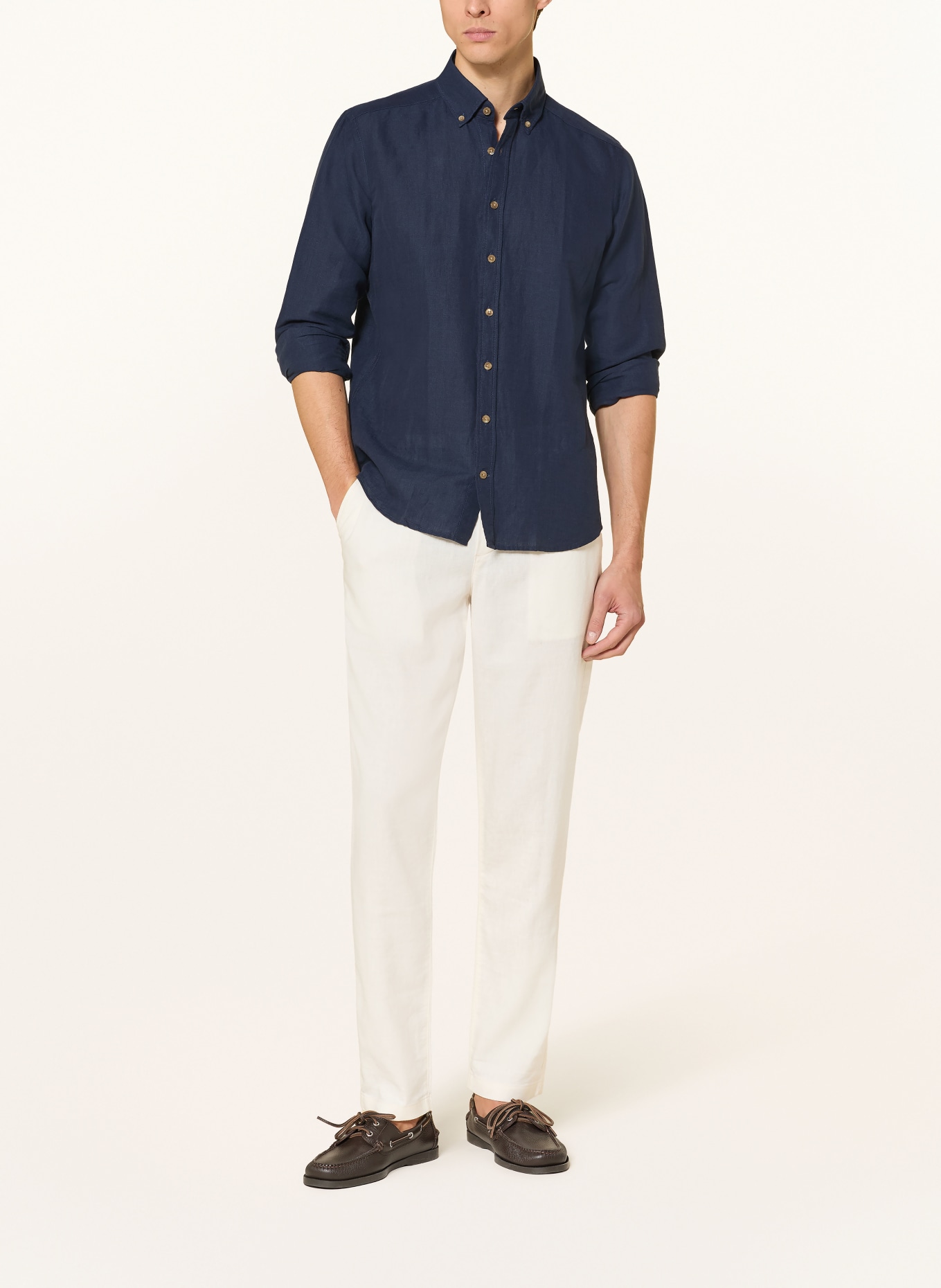 TOMMY HILFIGER Leinenhose HARLEM Regular Tapered Fit: CREME