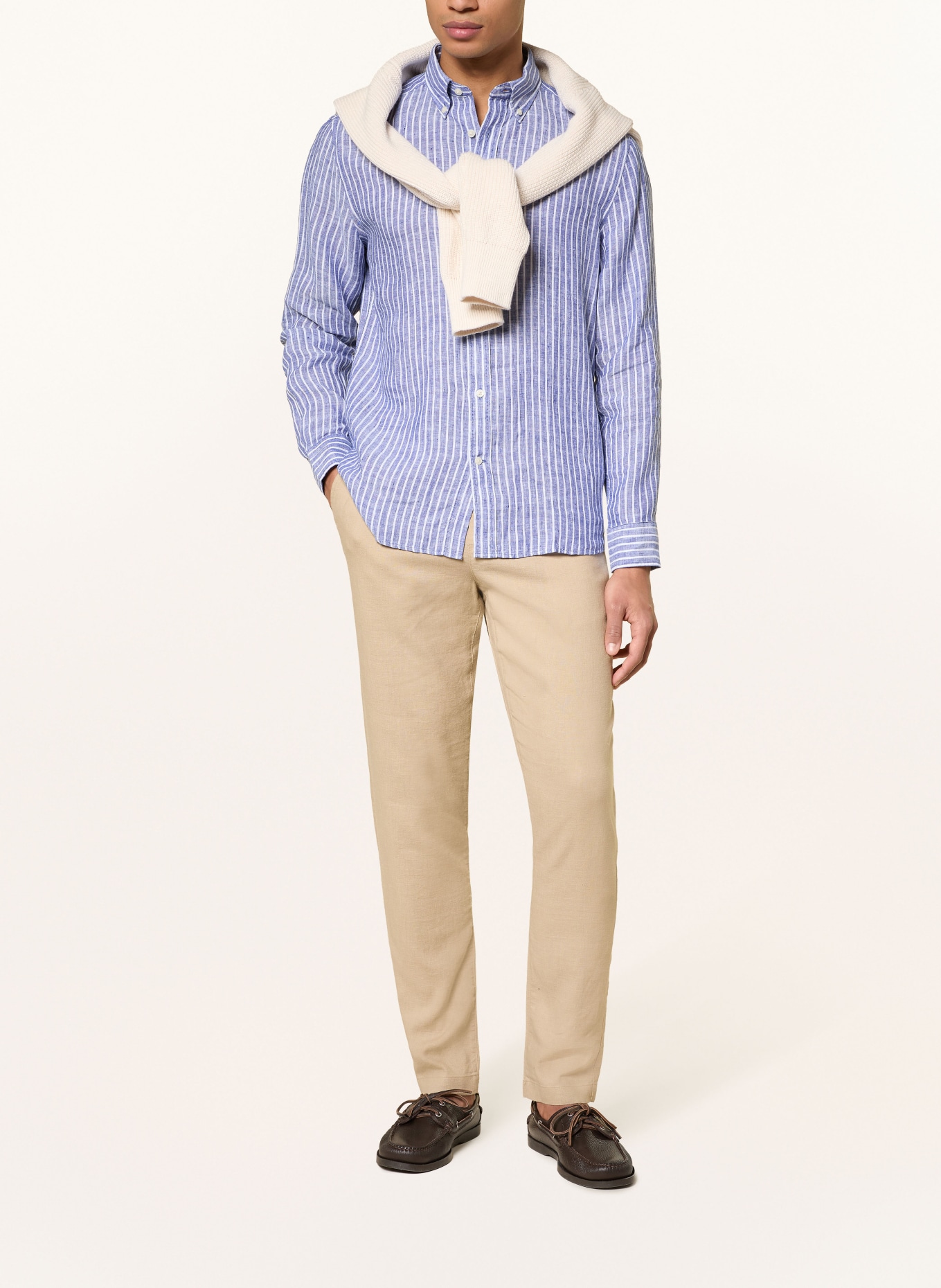 TOMMY HILFIGER HARLEM linen pants, regular tapered fit: LIGHT BROWN