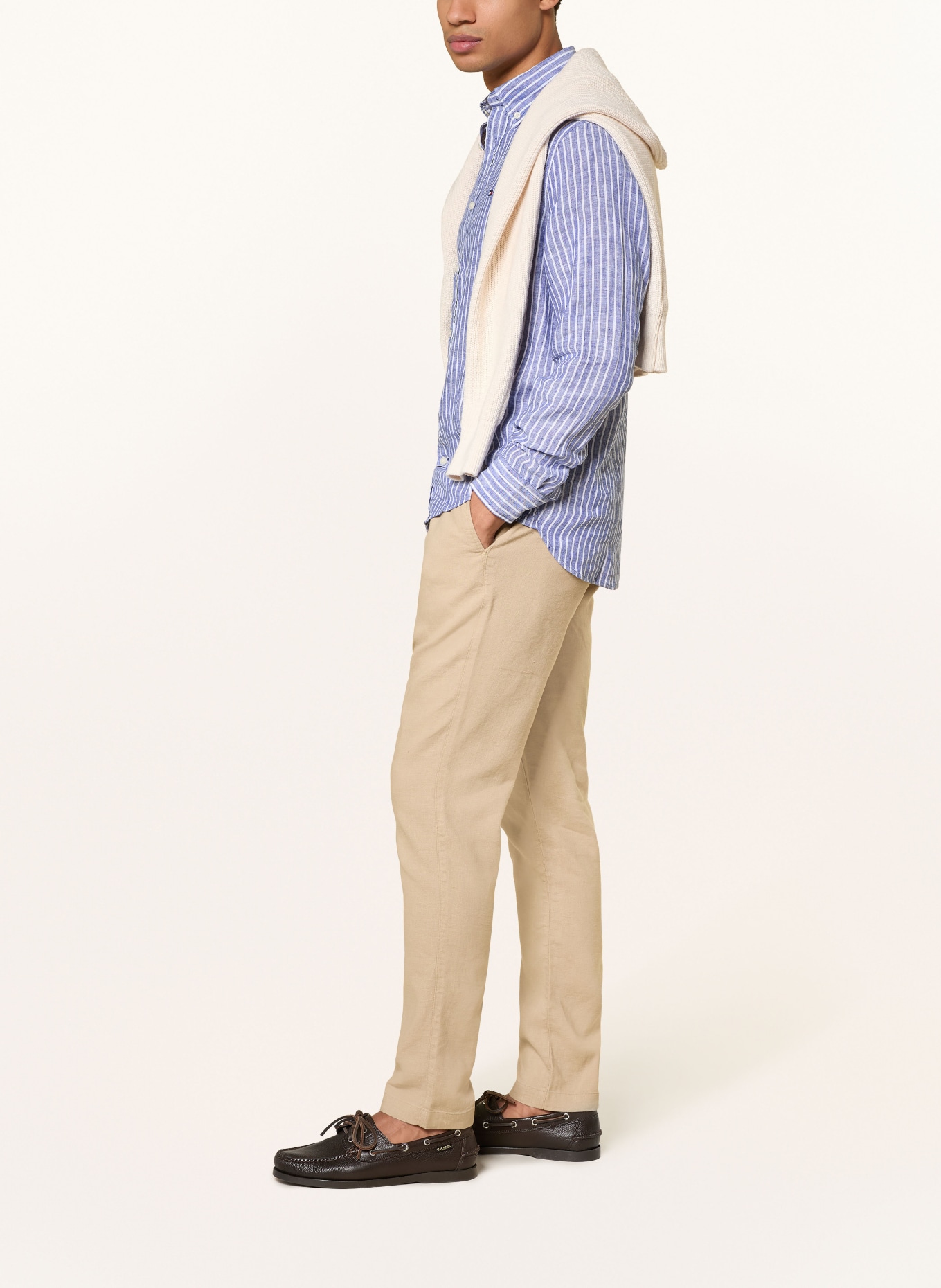TOMMY HILFIGER HARLEM linen pants, regular tapered fit: LIGHT BROWN