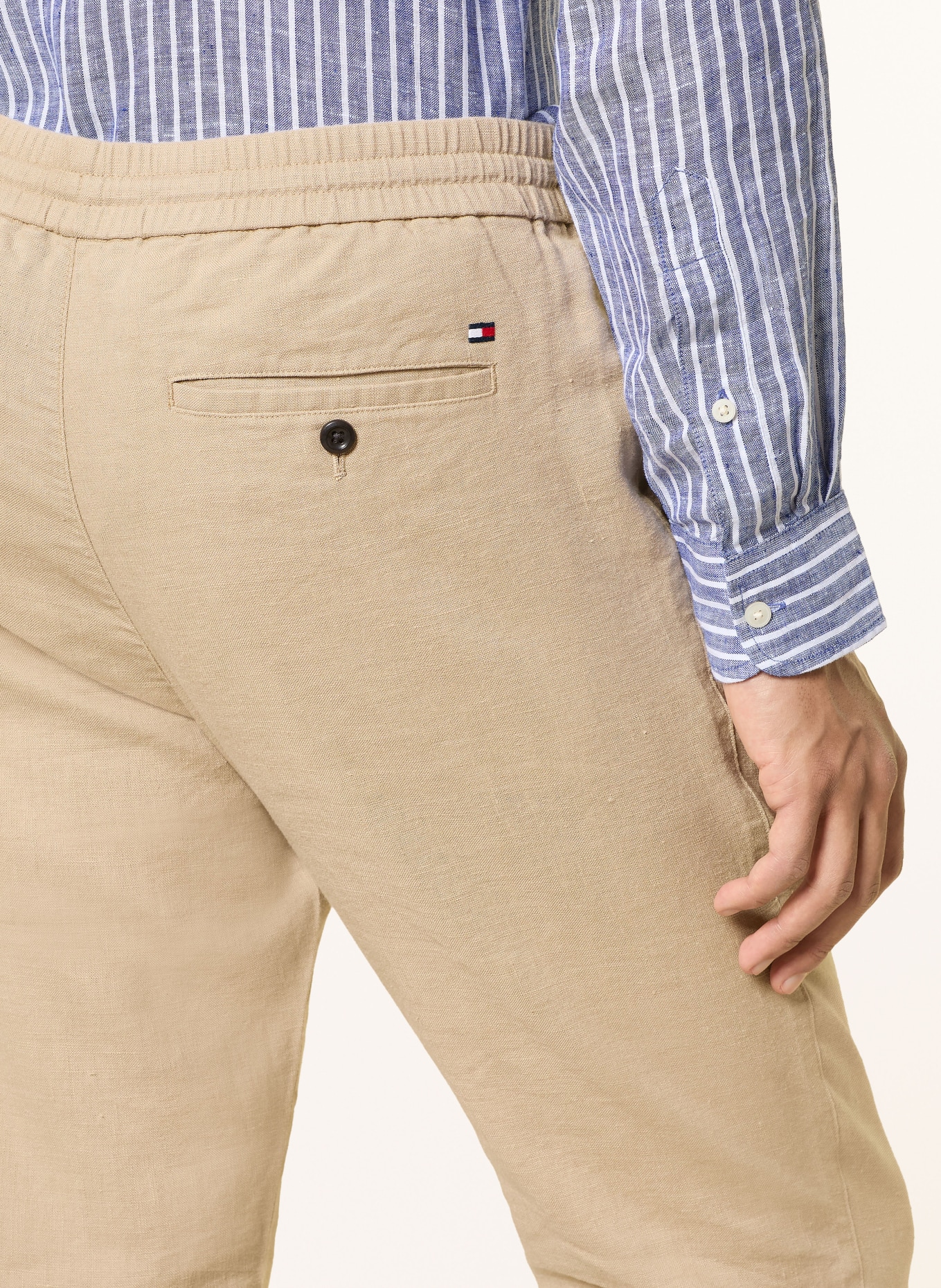TOMMY HILFIGER HARLEM linen pants, regular tapered fit: LIGHT BROWN