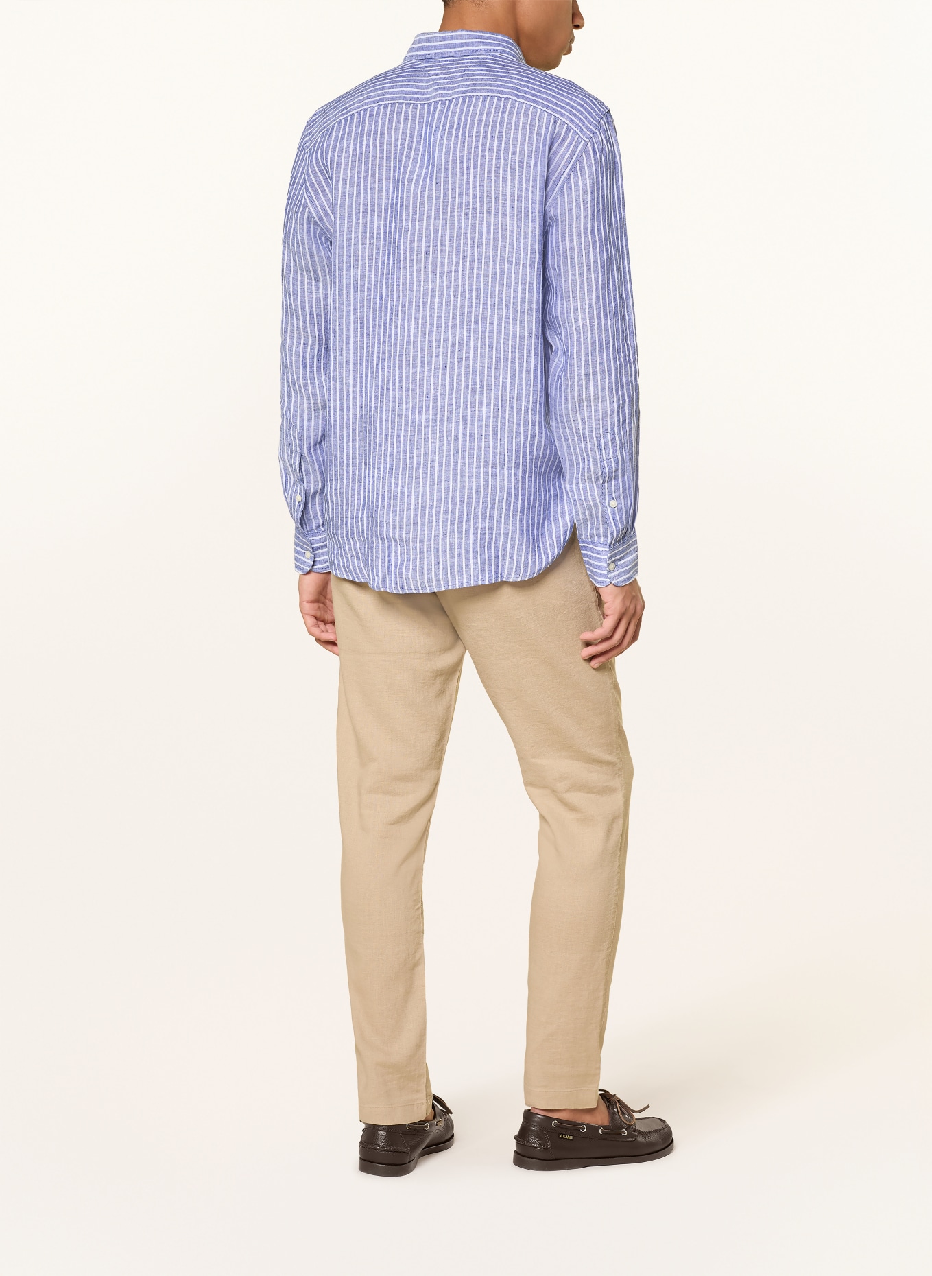 TOMMY HILFIGER Leinenhemd Regular Fit: BLAU / WEISS