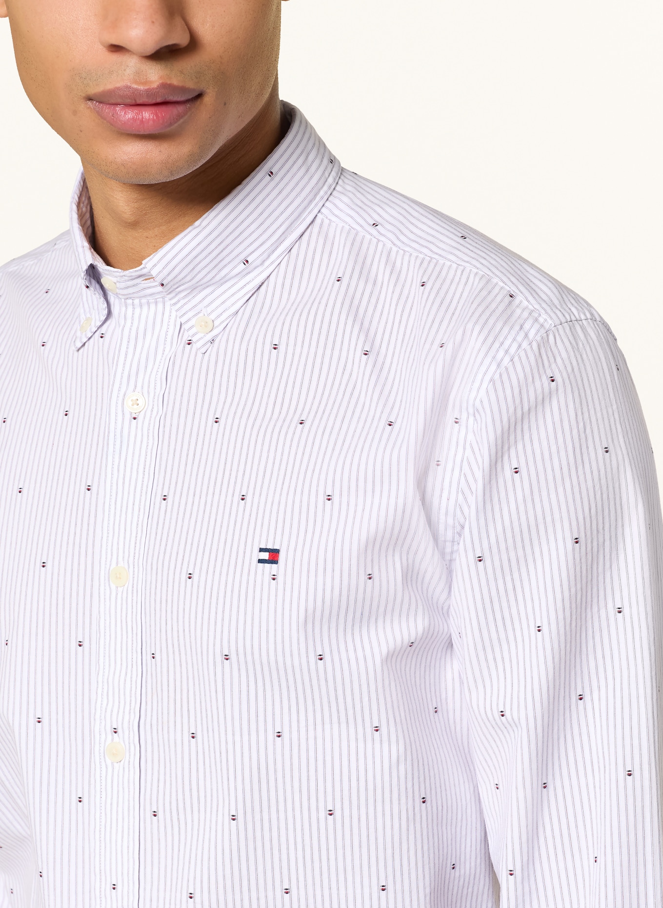 TOMMY HILFIGER Hemd Regular Fit: WEISS / BLAU